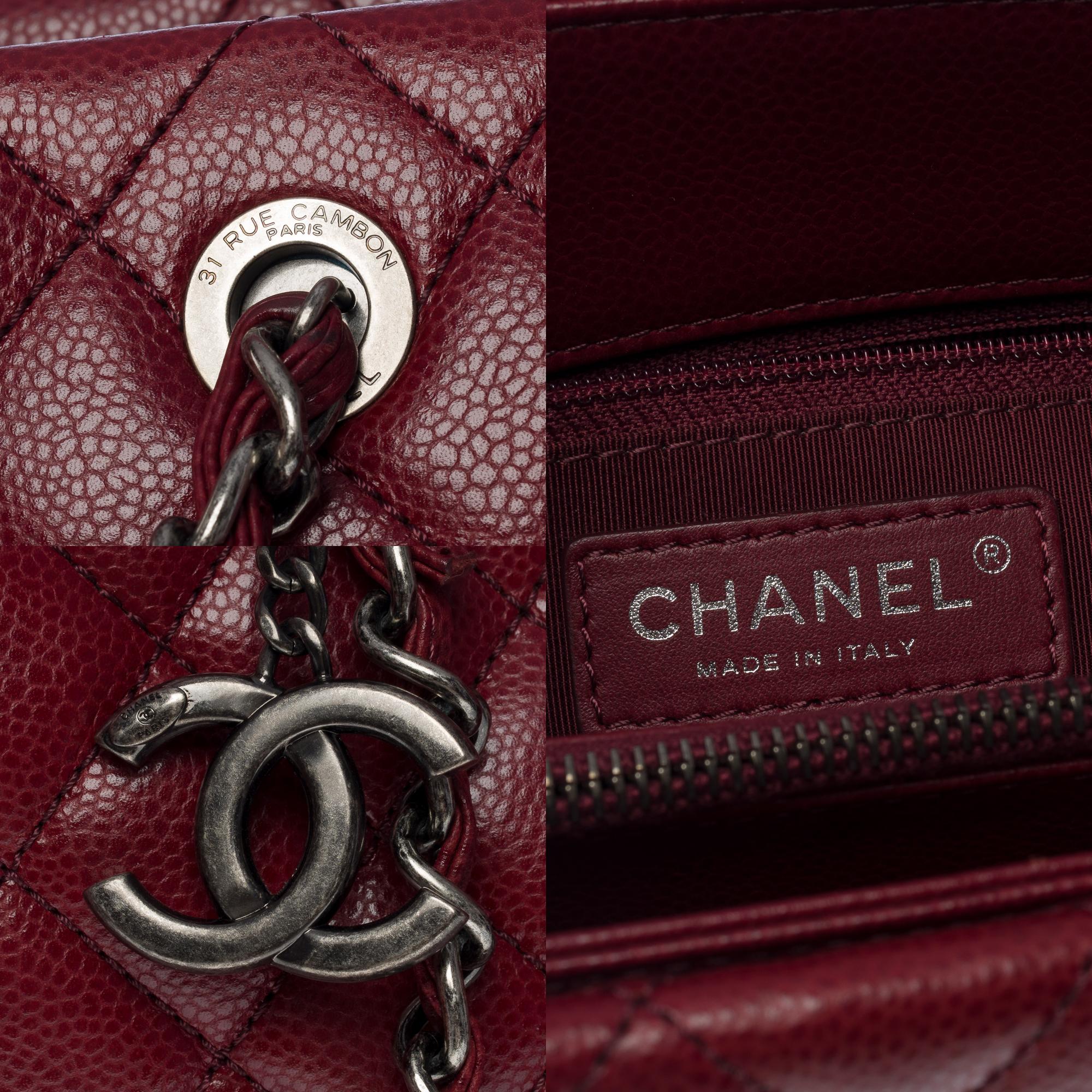 Amazing Chanel Shopping Tote bag in Burgundy Caviar quilted leather, SHW 2