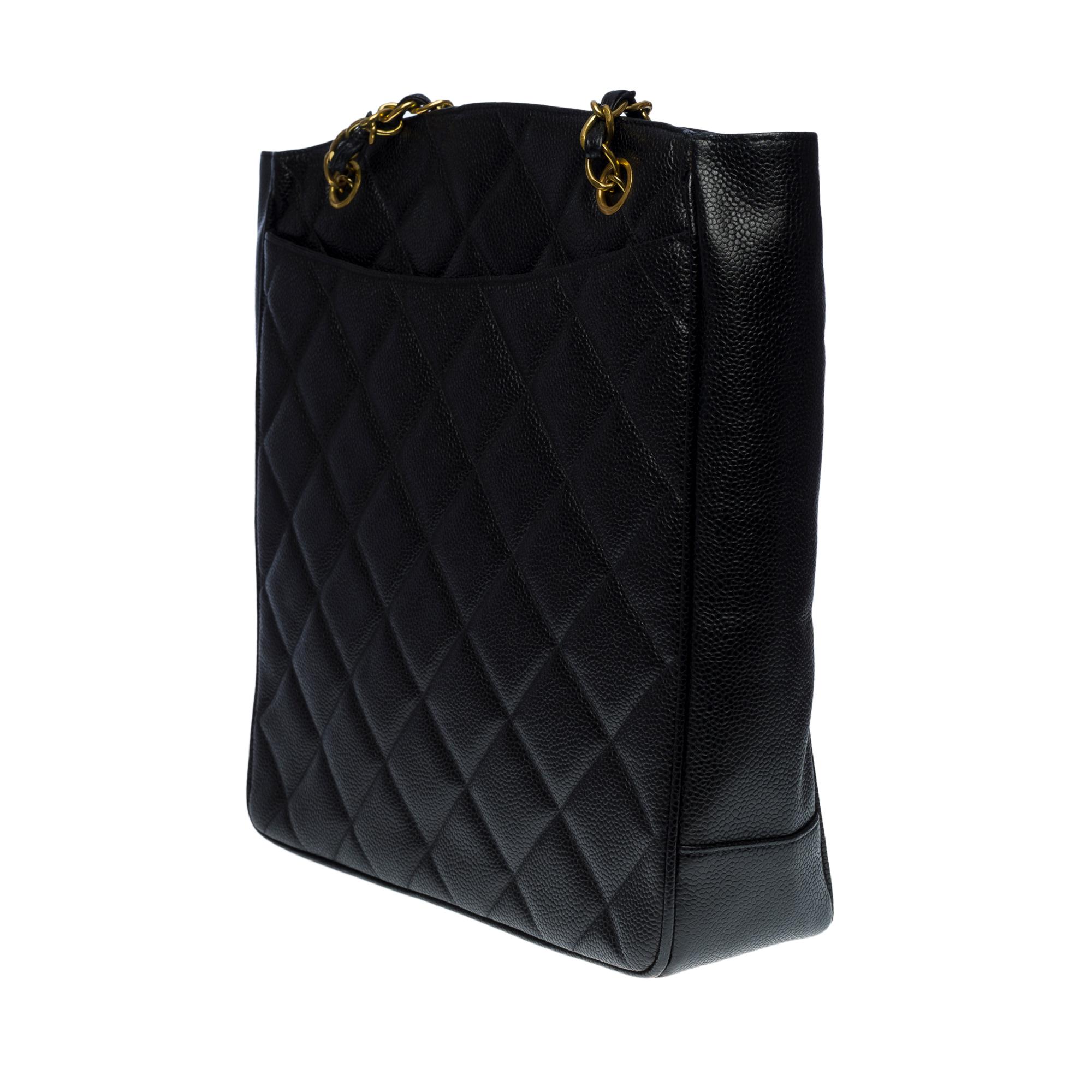 Women's Amazing Chanel Shopping Tote in black Caviar quilted leather and gold hardware