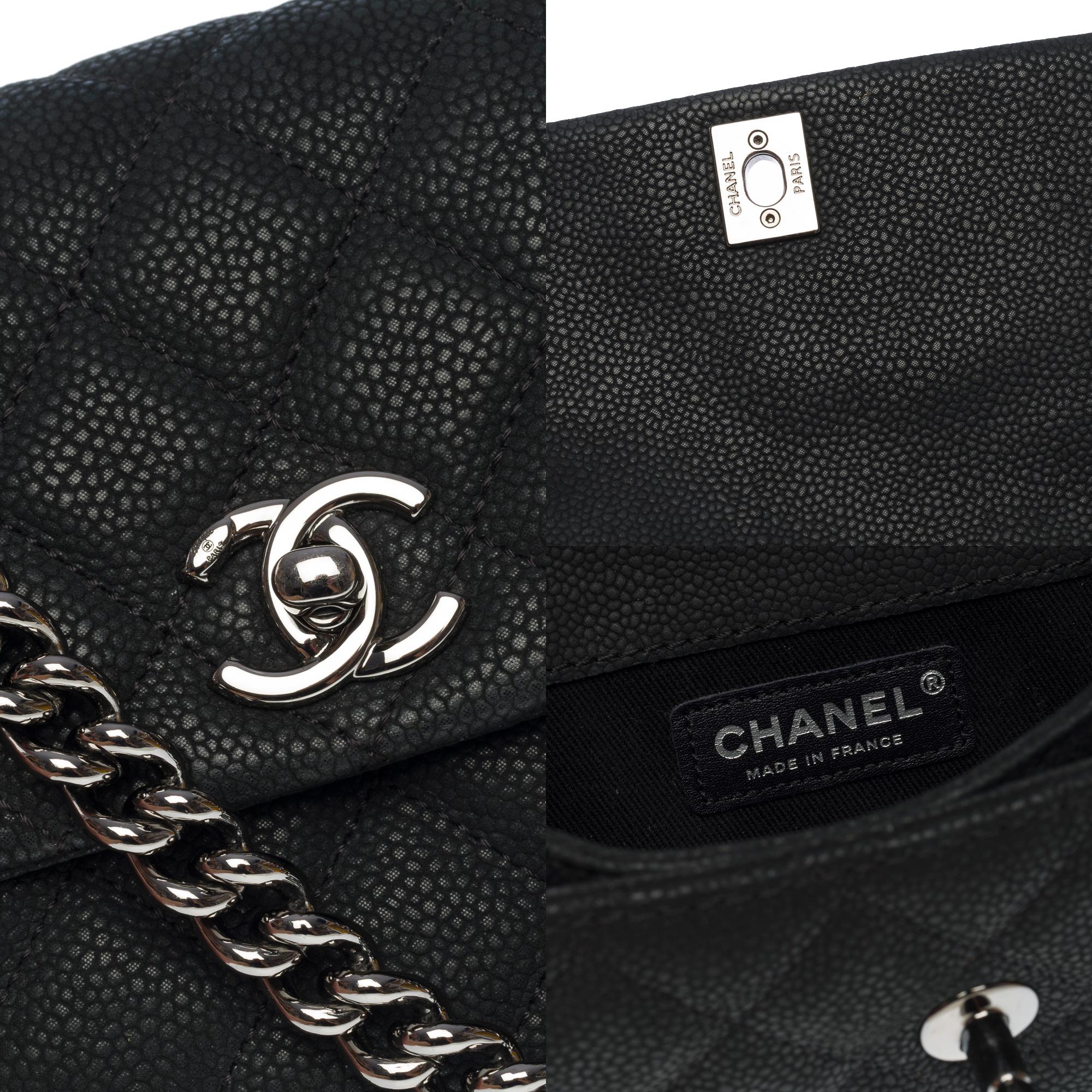 Amazing Chanel Timeless Mini flap shoulder bag in Black Caviar leather, SHW For Sale 2