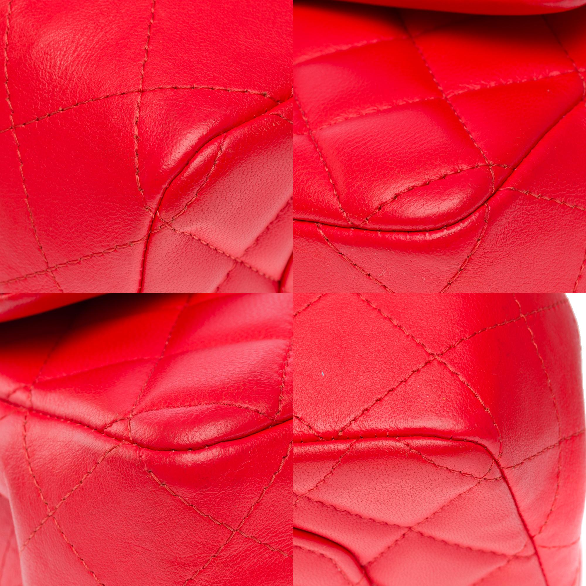 Erstaunliche Chanel Timeless Mini Schulterklappentasche aus rotem gestepptem Lammleder,  SHW im Angebot 8