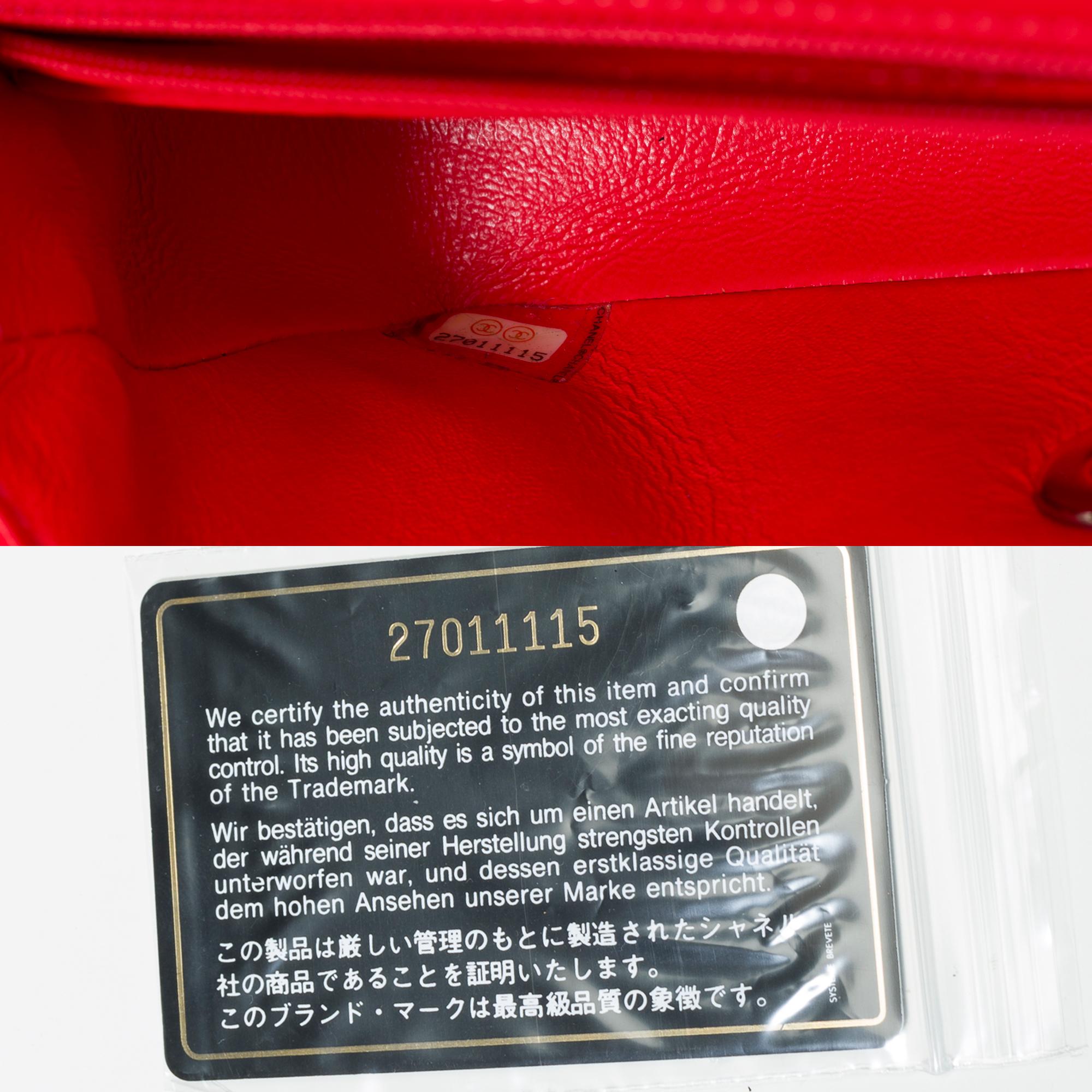 Erstaunliche Chanel Timeless Mini Schulterklappentasche aus rotem gestepptem Lammleder,  SHW im Angebot 4