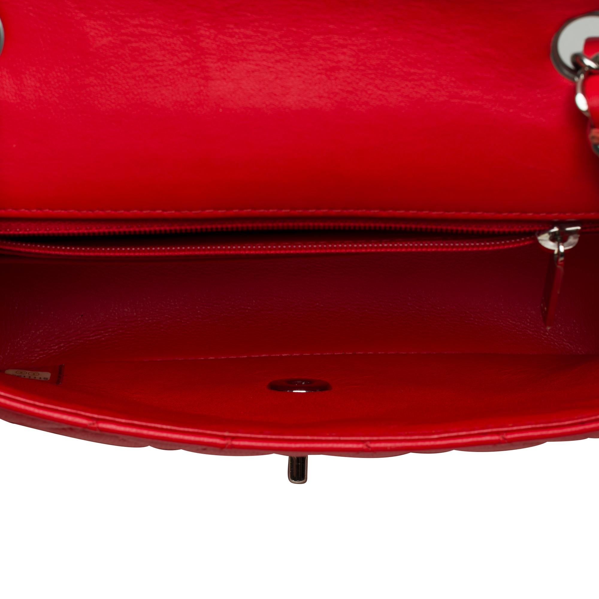 Erstaunliche Chanel Timeless Mini Schulterklappentasche aus rotem gestepptem Lammleder,  SHW im Angebot 5
