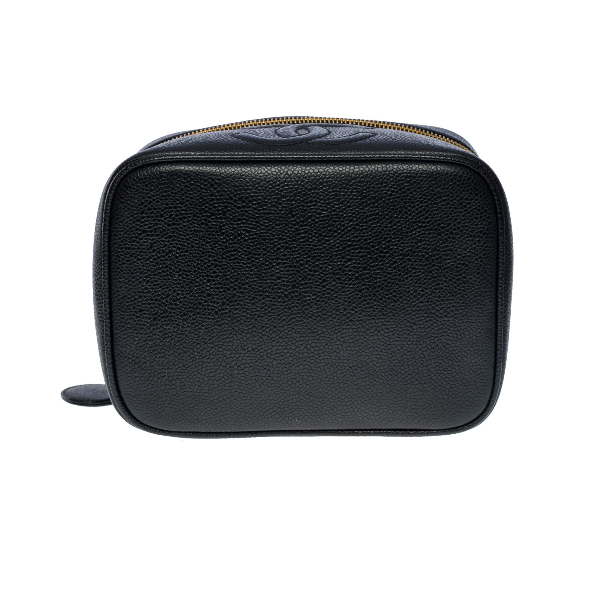 Amazing Chanel Vanity Case bag in Black caviar leather, GHW 6