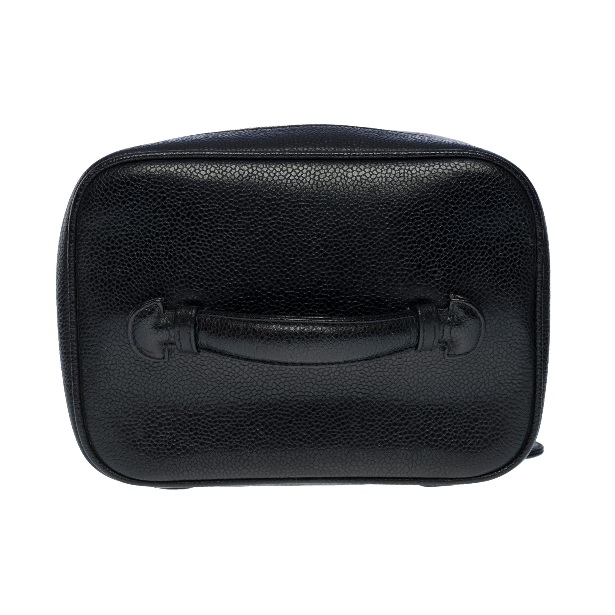 Amazing Chanel Vanity Case bag in Black caviar leather, GHW 5