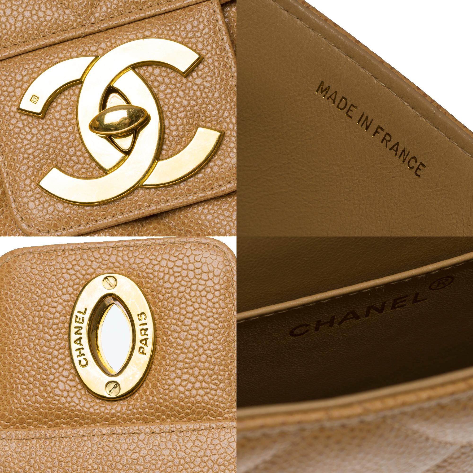 Women's or Men's Amazing Chanel vintage Briefcase in beige caviar leather, GHW For Sale