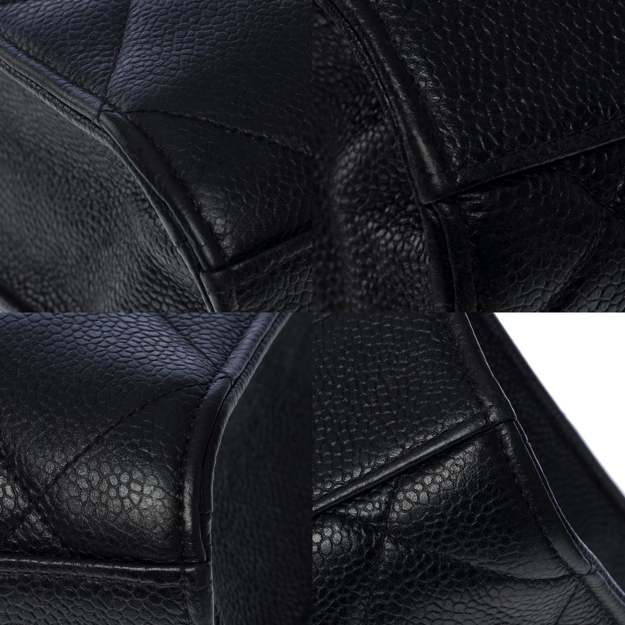Amazing Chanel vintage Briefcase in black caviar leather, GHW 7