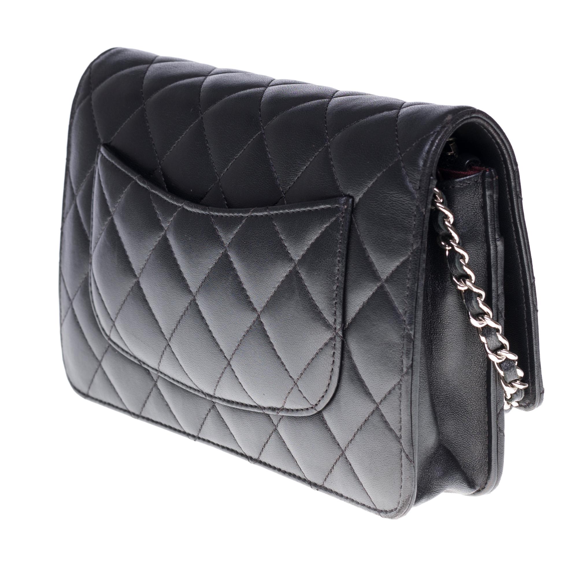 Black Amazing Chanel Wallet on Chain (WOC) shoulder bag in black quilted leather, SHW