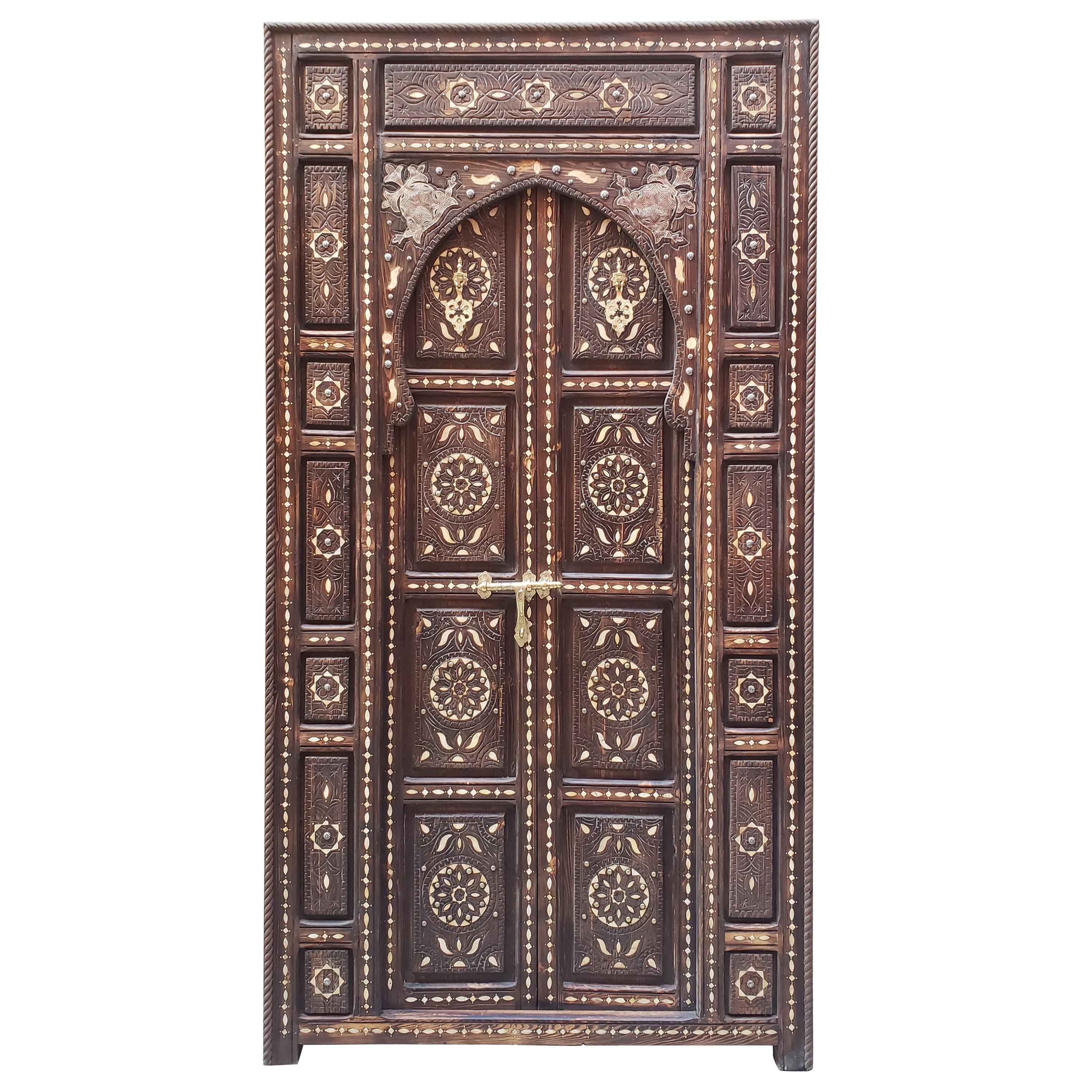 Amazing Chefchaouen Wooden Door All Inlaid, LM24 / 1 For Sale