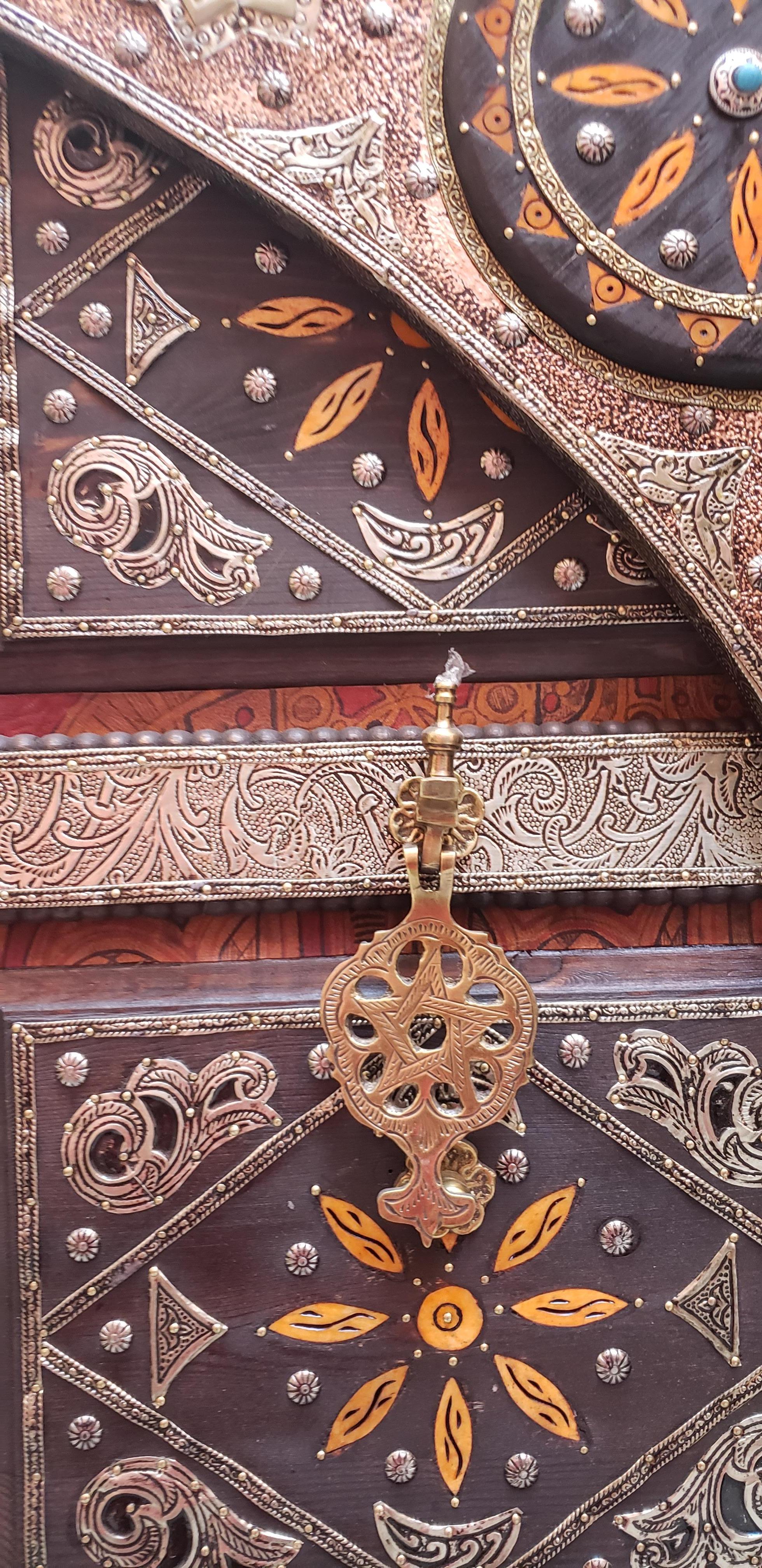 Moroccan Amazing Chefchaouen Wooden Door All Inlaid, LM24 / 2 For Sale