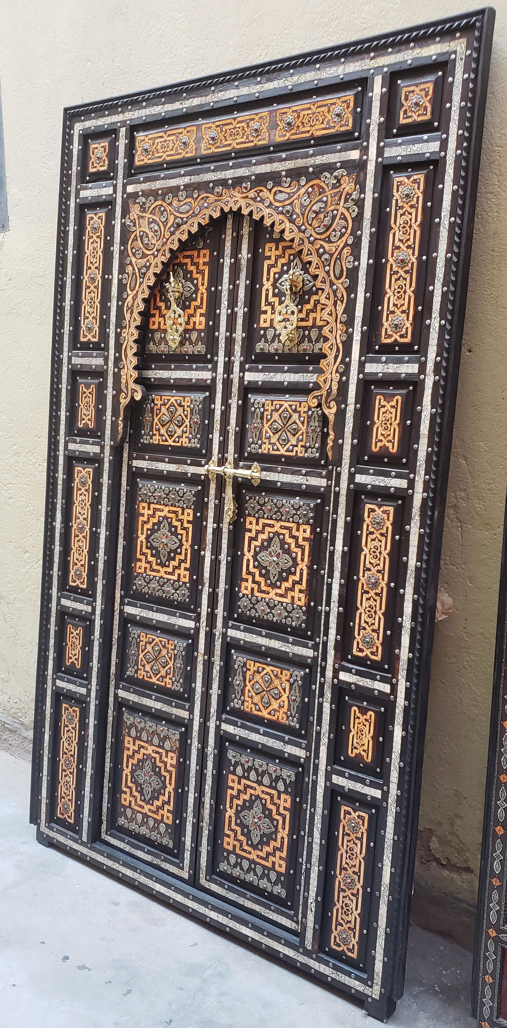 Amazing Chefchaouen Wooden Door All Inlaid, LM24 / 3 In Excellent Condition For Sale In Orlando, FL