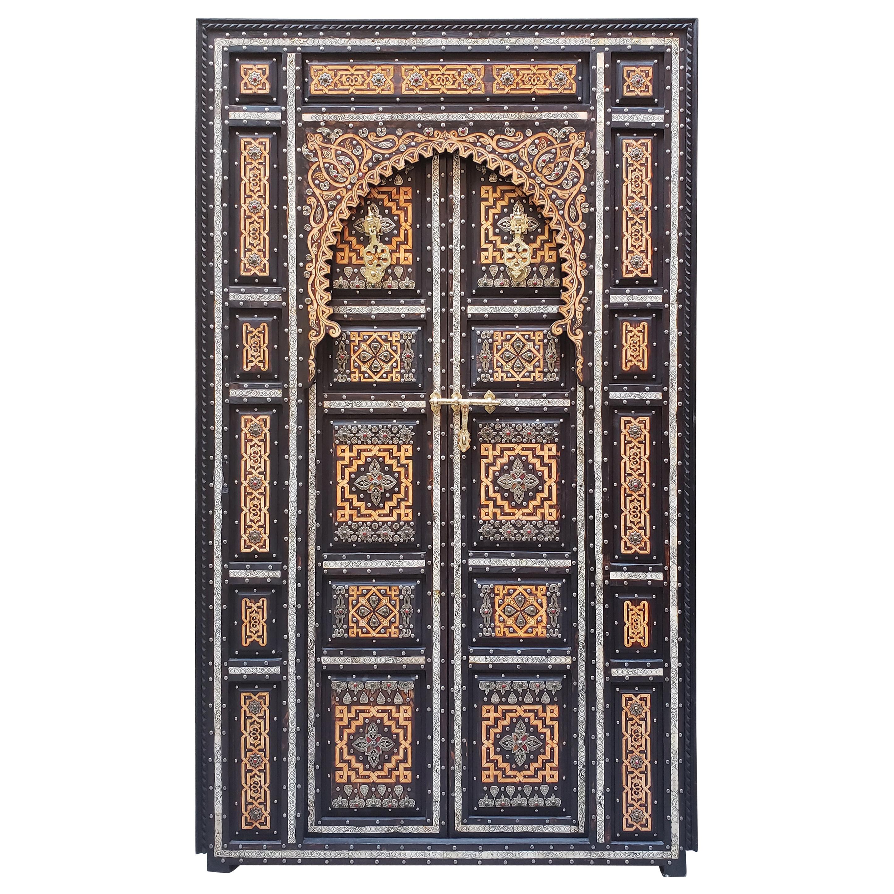 Amazing Chefchaouen Wooden Door All Inlaid, LM24 / 3 For Sale