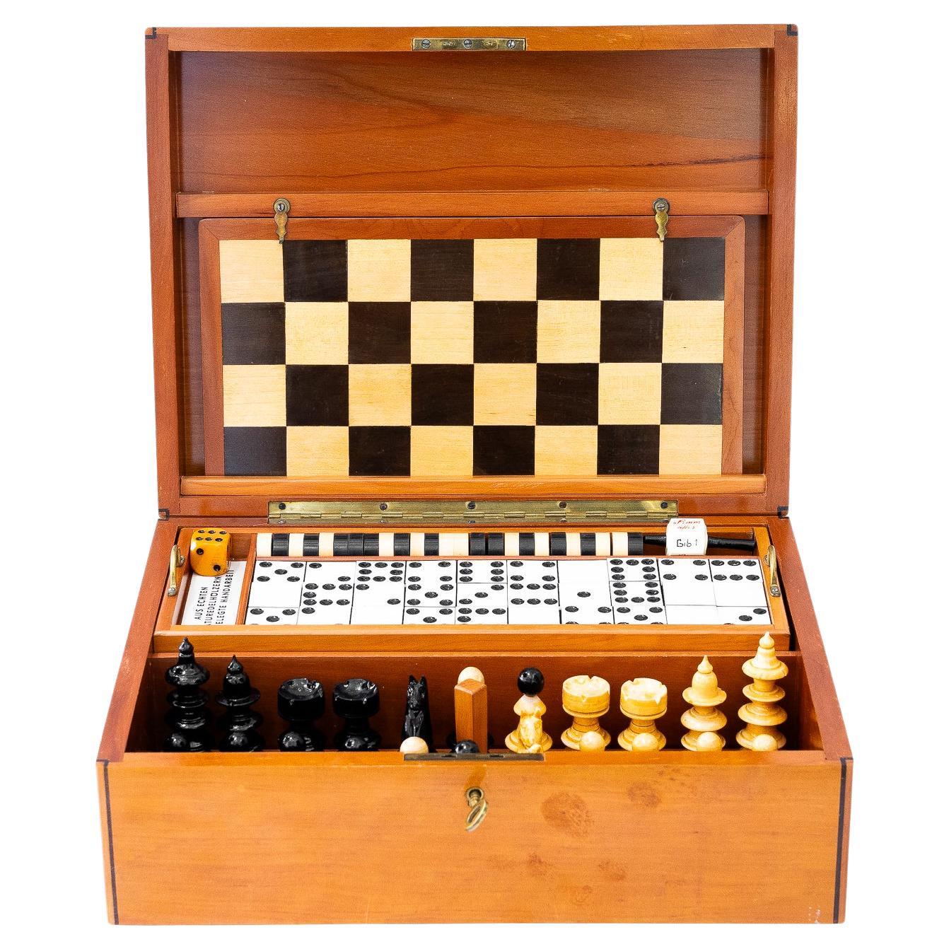 Amazing cherry wood with inlay Game Box, circa 1950s