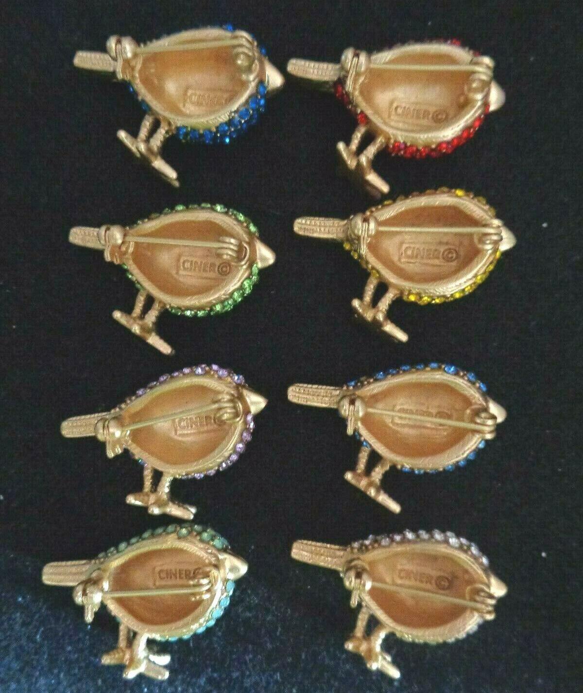 Women's or Men's Amazing CINER 8 Flock of Bird Pins Estate Collection Vintage Jewelry Brooch Pins