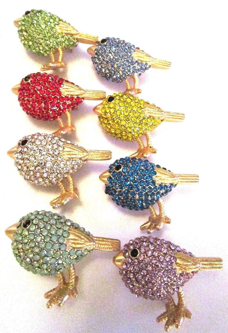 Amazing CINER 8 Flock of Bird Pins Estate Collection Vintage Jewelry Brooch Pins In New Condition In Montreal, QC