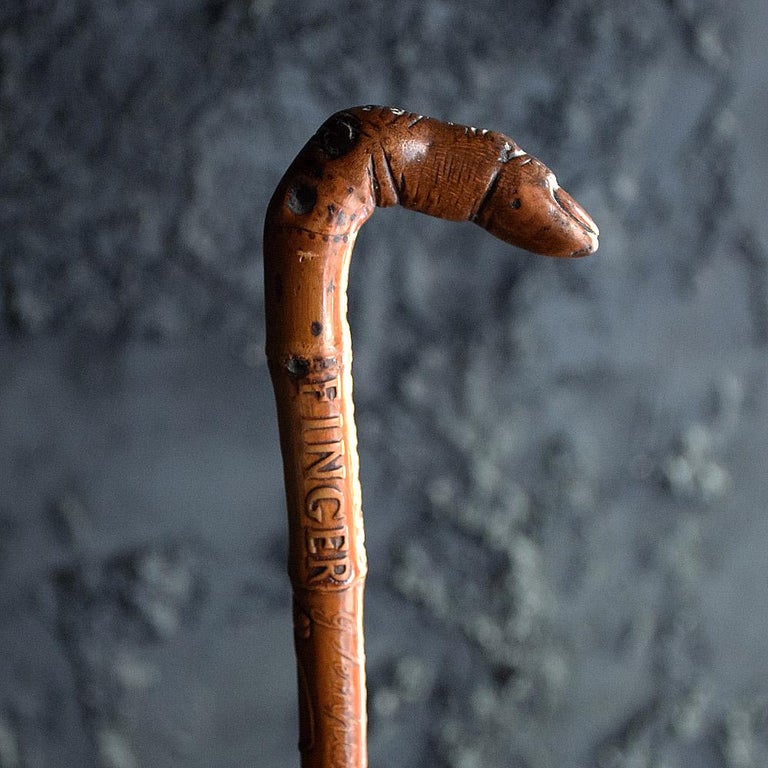 Amazing Circa 1838 Folk art walking stick For Sale at 1stDibs