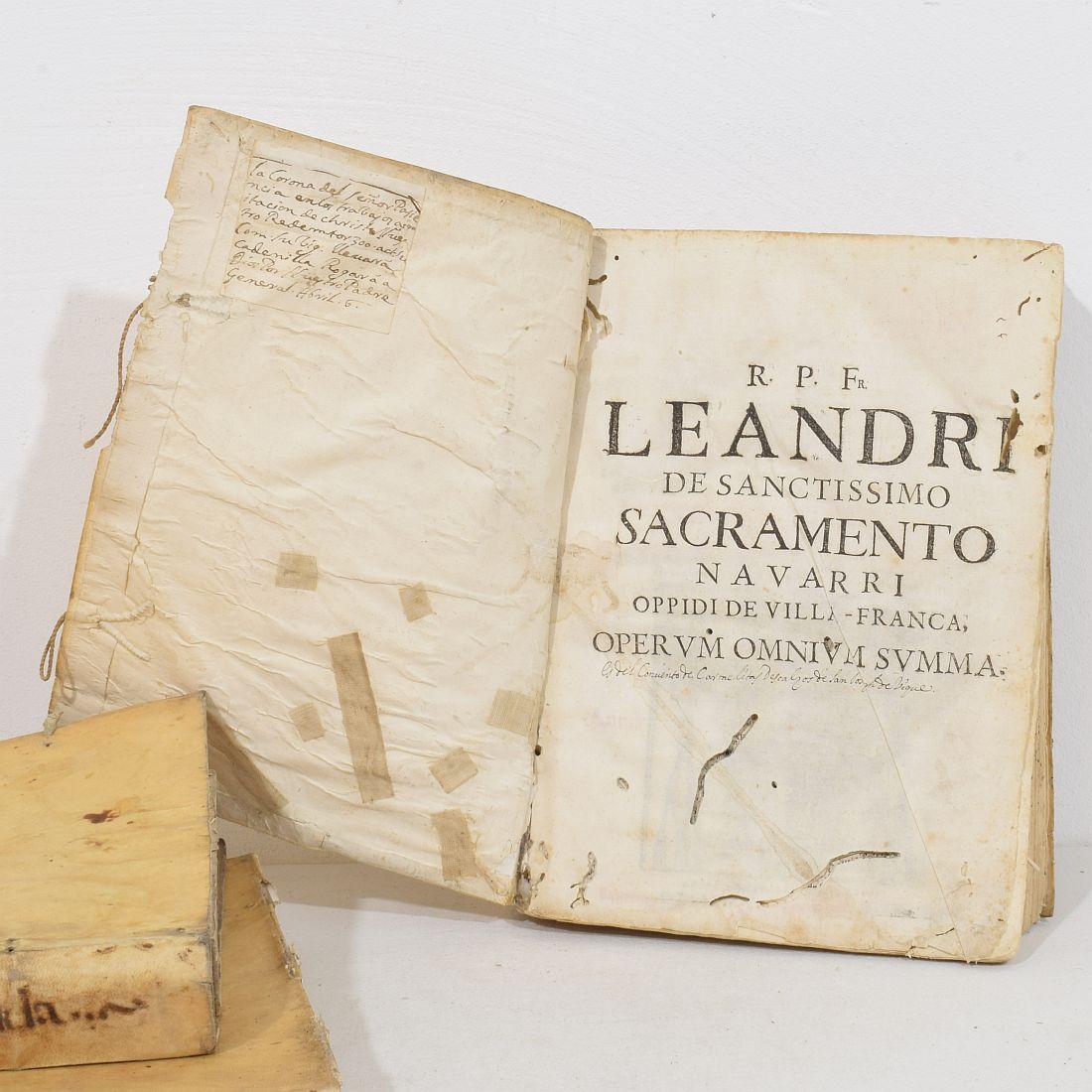 Amazing Collection of 17th / 18th Century Weathered Vellum Books For Sale 7