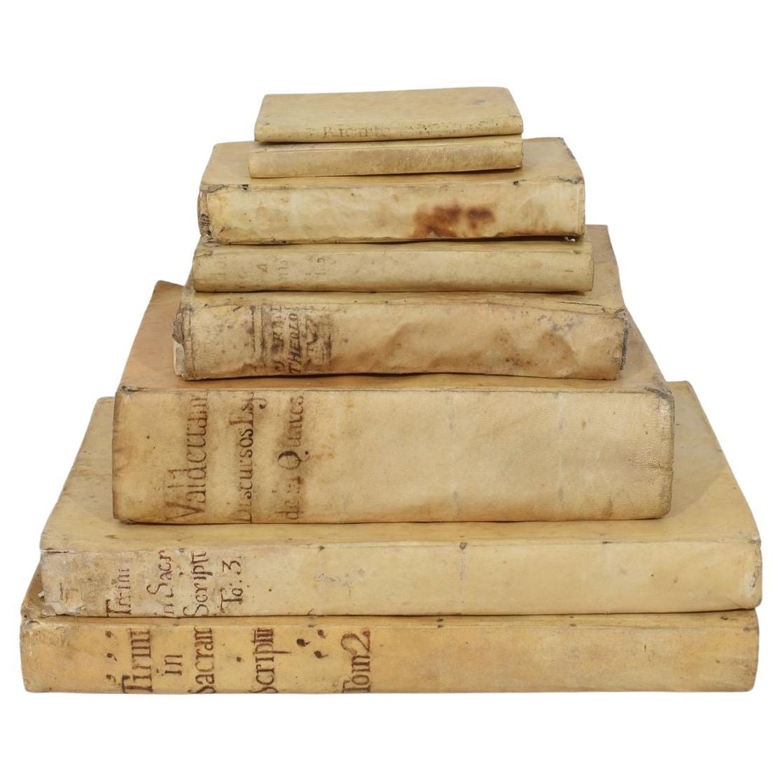 Incredibile collezione di libri in Vellum invecchiati del 17° e 19° secolo