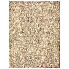 Amazing Colorful Treedimensional Square Pattern Contemporary American Hooked Rug