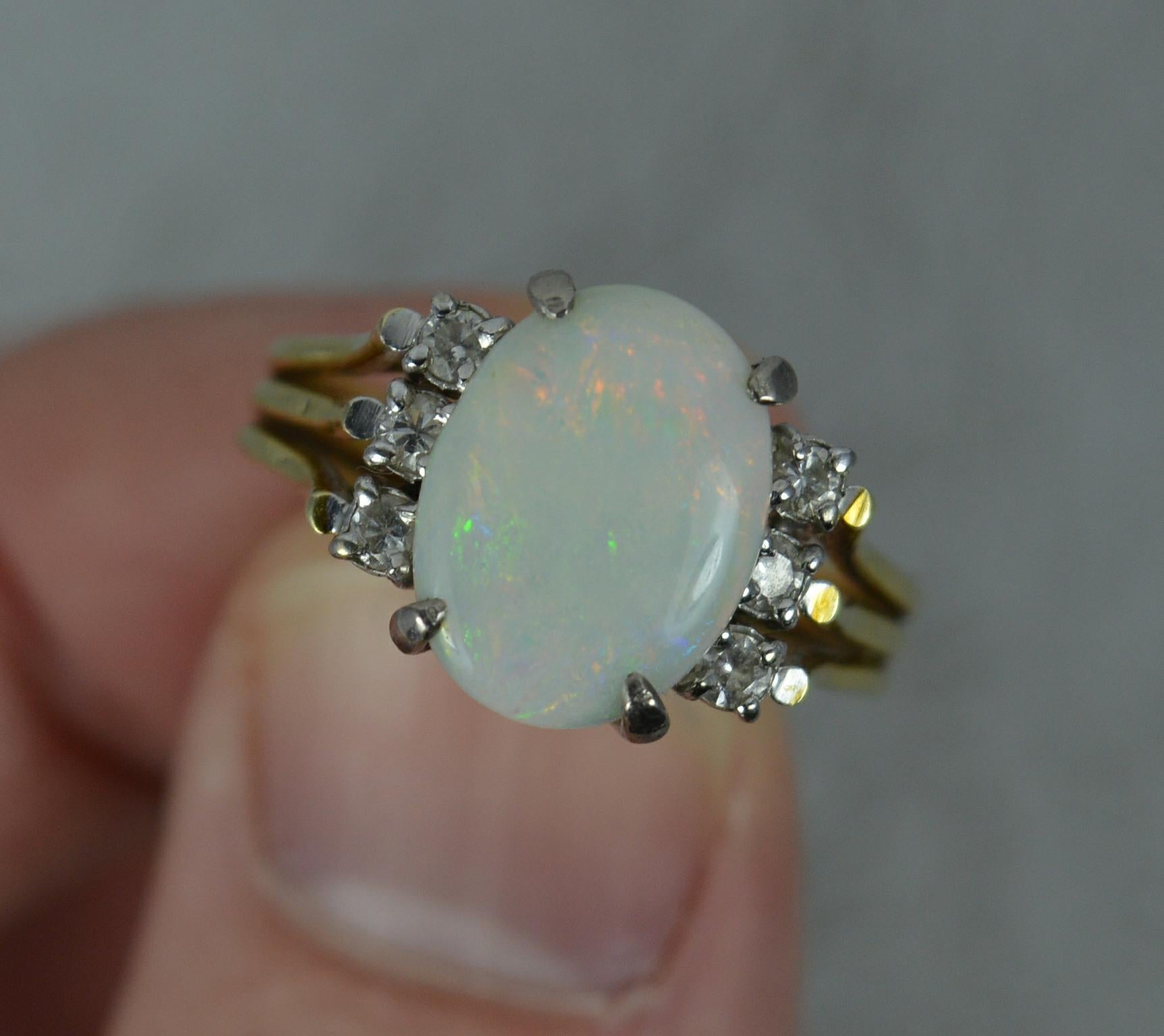 Amazing Colourful Opal and Diamond 14Ct Gold Ring 4