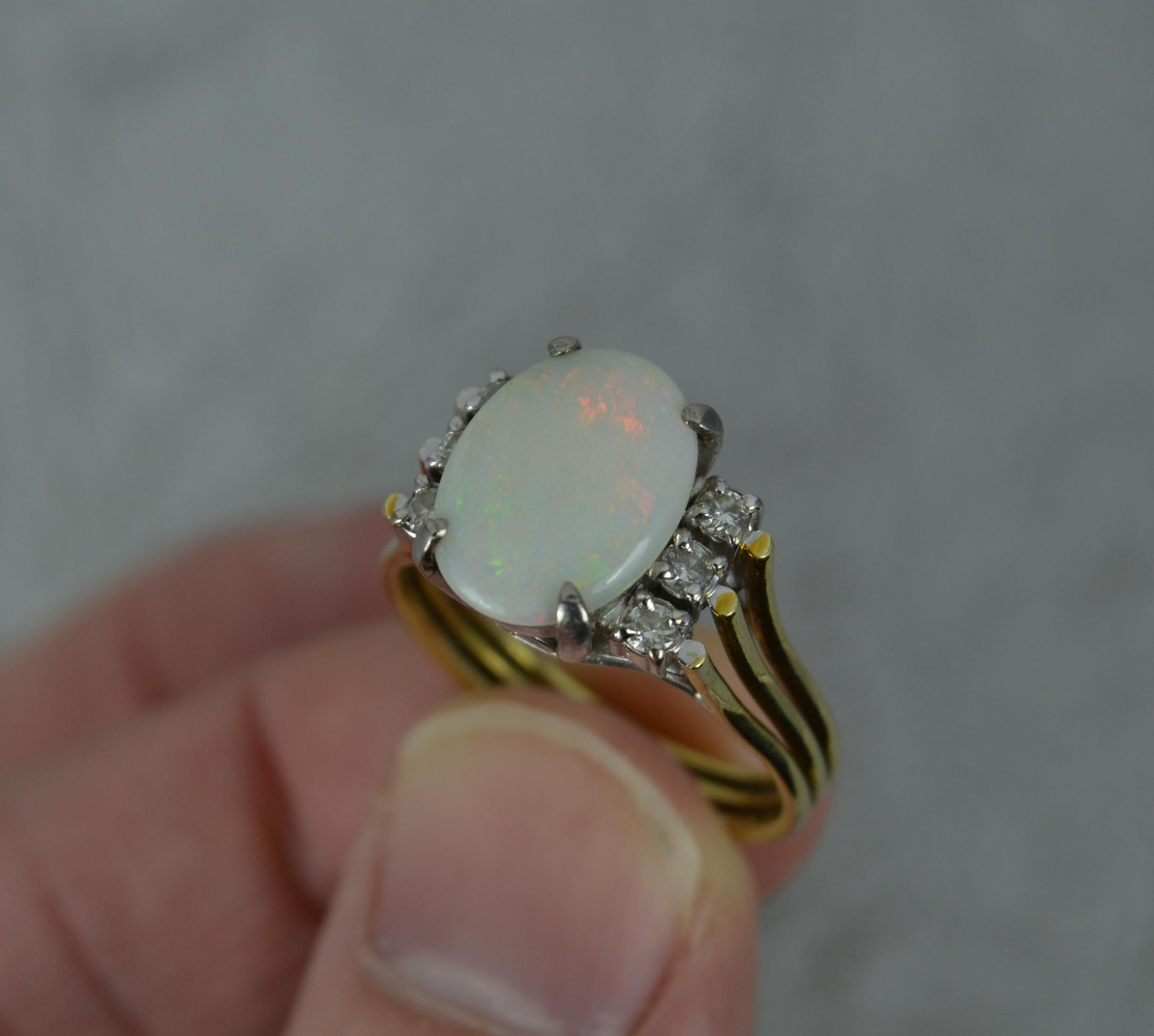 Amazing Colourful Opal and Diamond 14Ct Gold Ring 5
