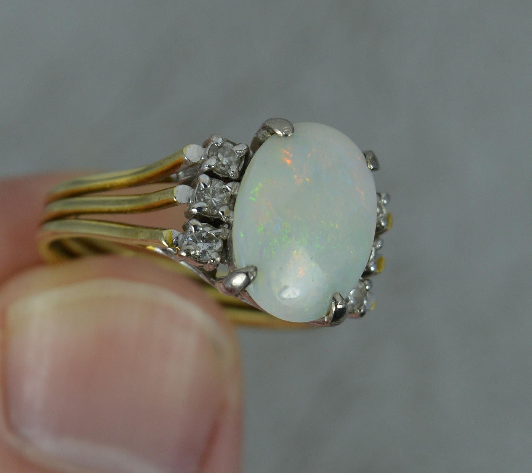 Amazing Colourful Opal and Diamond 14Ct Gold Ring 6