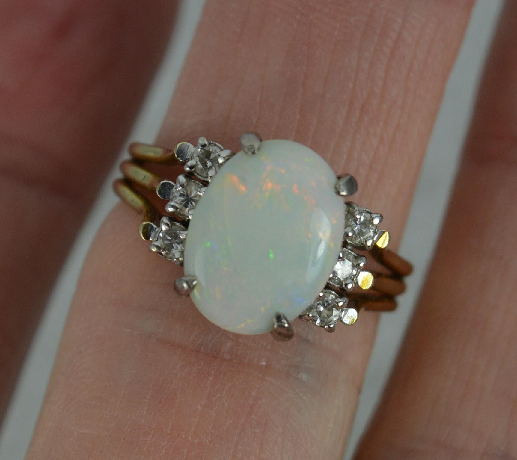Amazing Colourful Opal and Diamond 14Ct Gold Ring 2