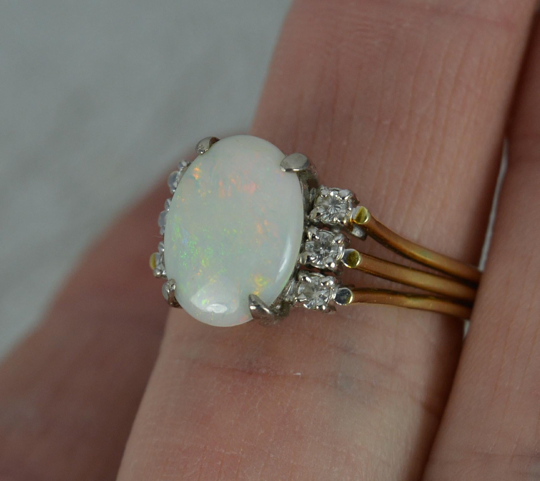 Amazing Colourful Opal and Diamond 14Ct Gold Ring 3
