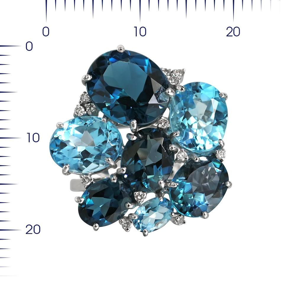 Donna Incredibile combinazione di Topazio Blu di Londra Diamante Bianco Orecchini in oro bianco 18 carati in vendita
