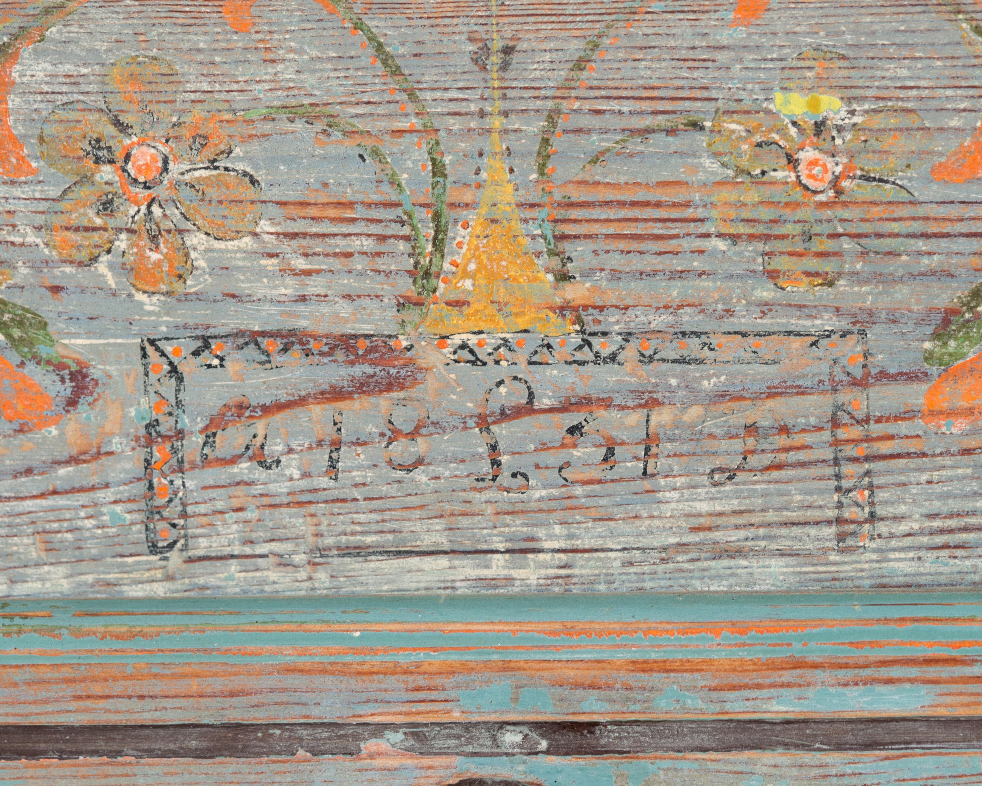 Étonnante table console du Hälsingland en peinture d'origine, vers 1830. Bon état - En vente à Aalsgaarde, DK