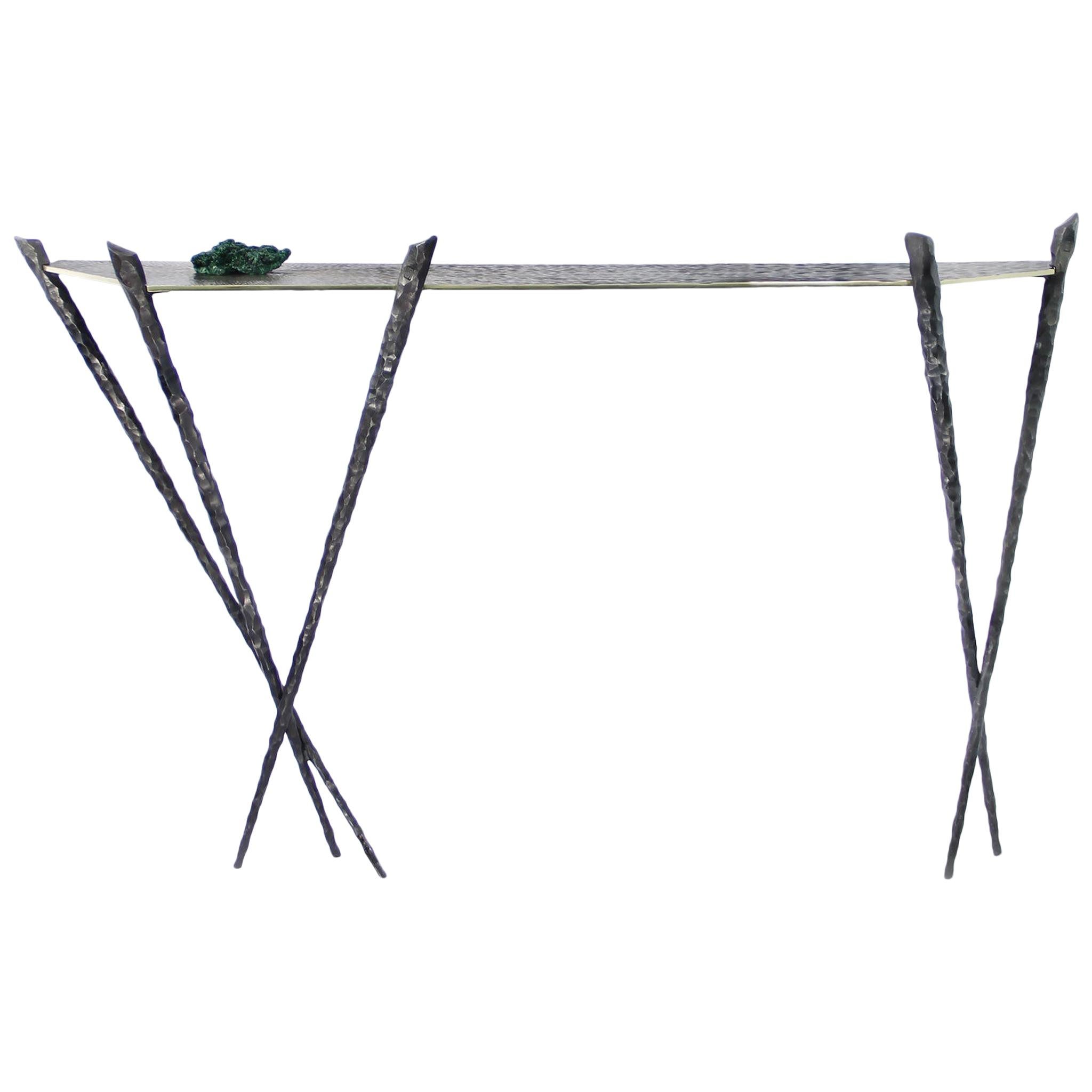 Console Table in Bronze and Forged Steel