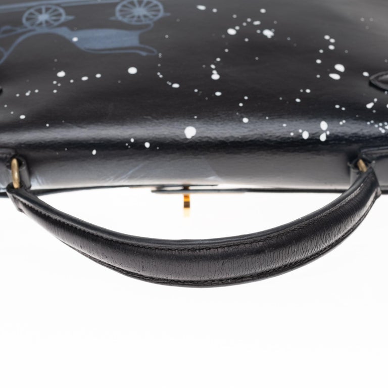 Amazing creation Audrey Hepburn on Kelly 32 cm handbag in black calfskin  at 1stDibs