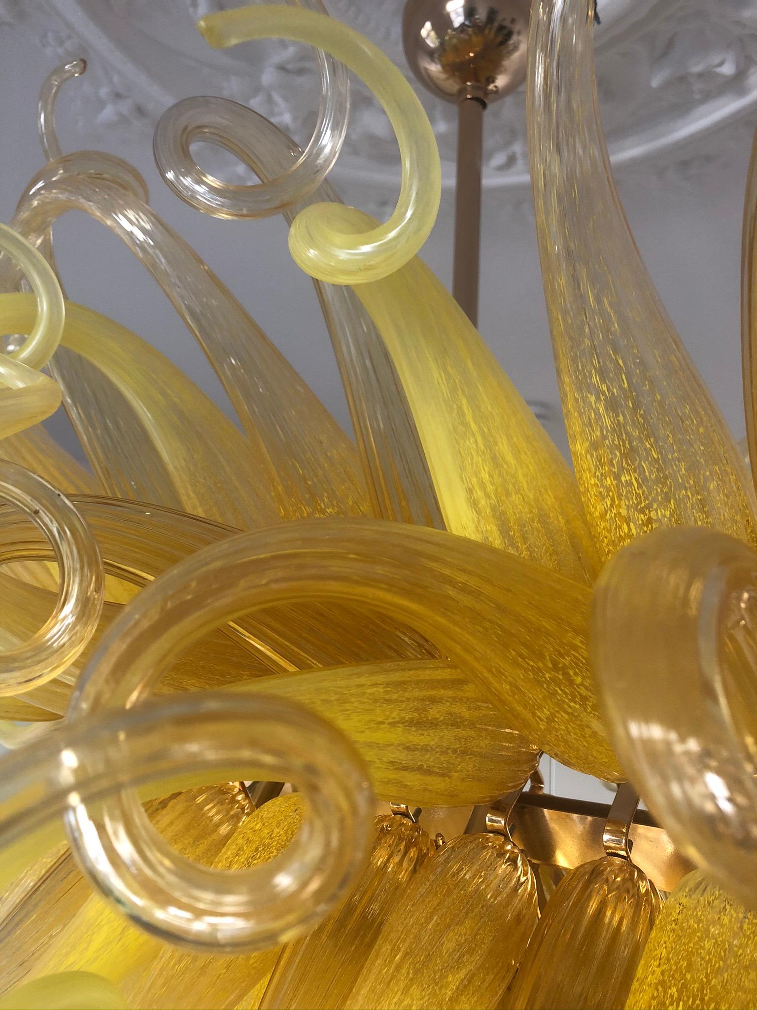 Gilt Amazing Dale Chihuly Style Murano Glass Chandelier, Late 20th Century