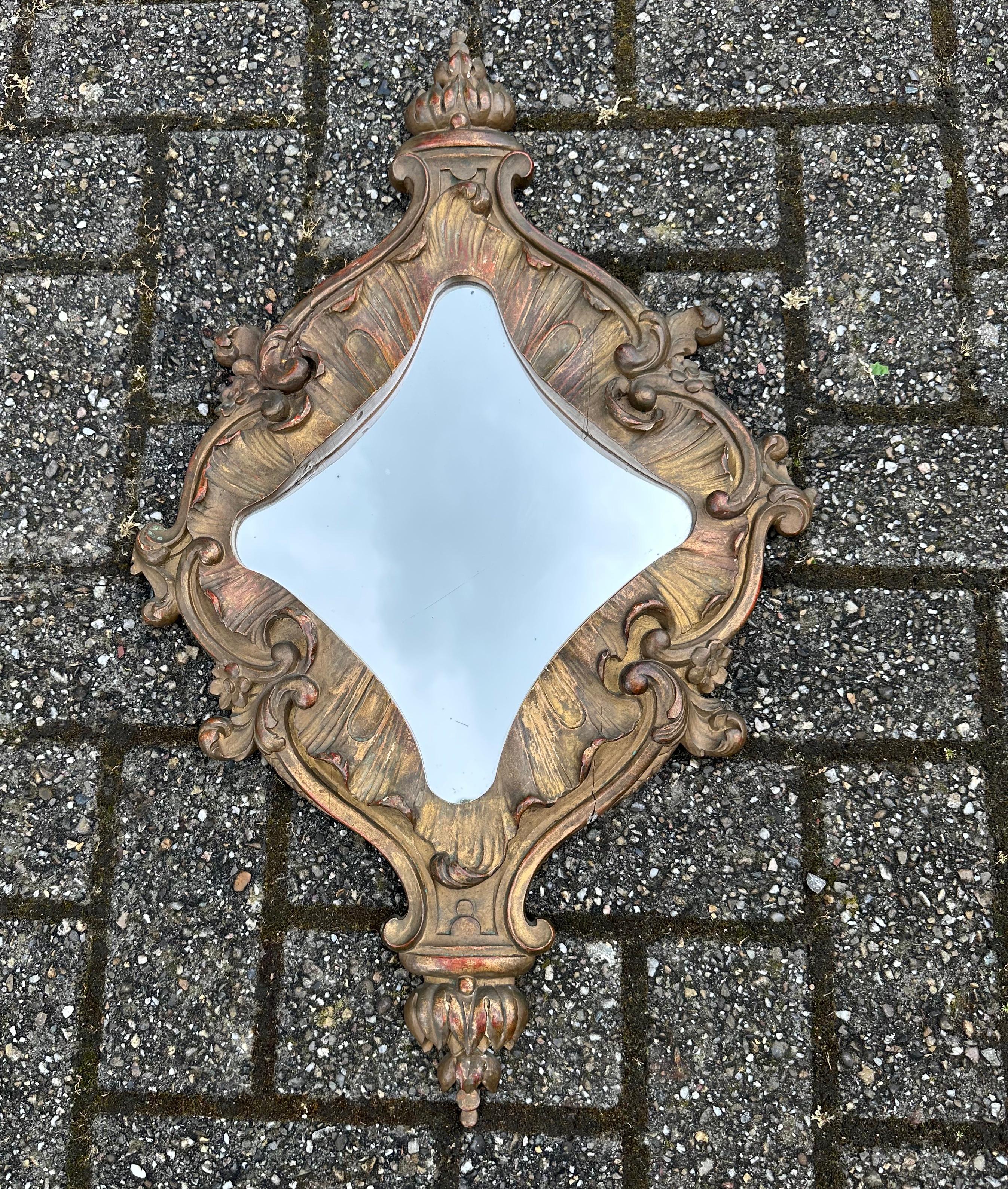 Amazing Design, Deeply Hand Carved & Gilt Antique Baroque Revival Wall Mirror In Good Condition For Sale In Lisse, NL
