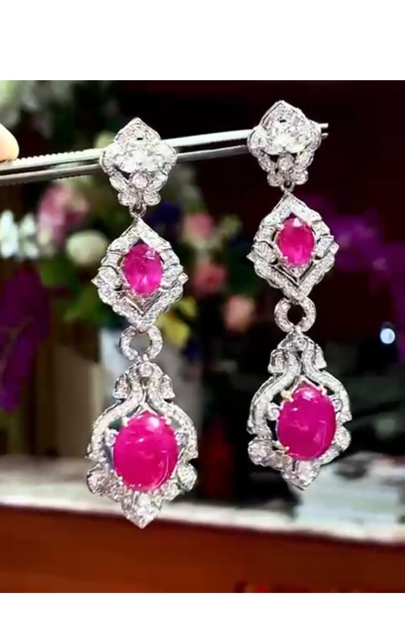 AIG Certified 13.00 Carats Burma Rubies  3.50 Carats Diamonds 18K Gold Earrings In New Condition For Sale In Massafra, IT
