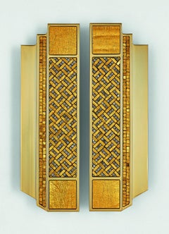 Amazing Door Handle Polish Gold o Silver Finish Decorated with Micromosaic