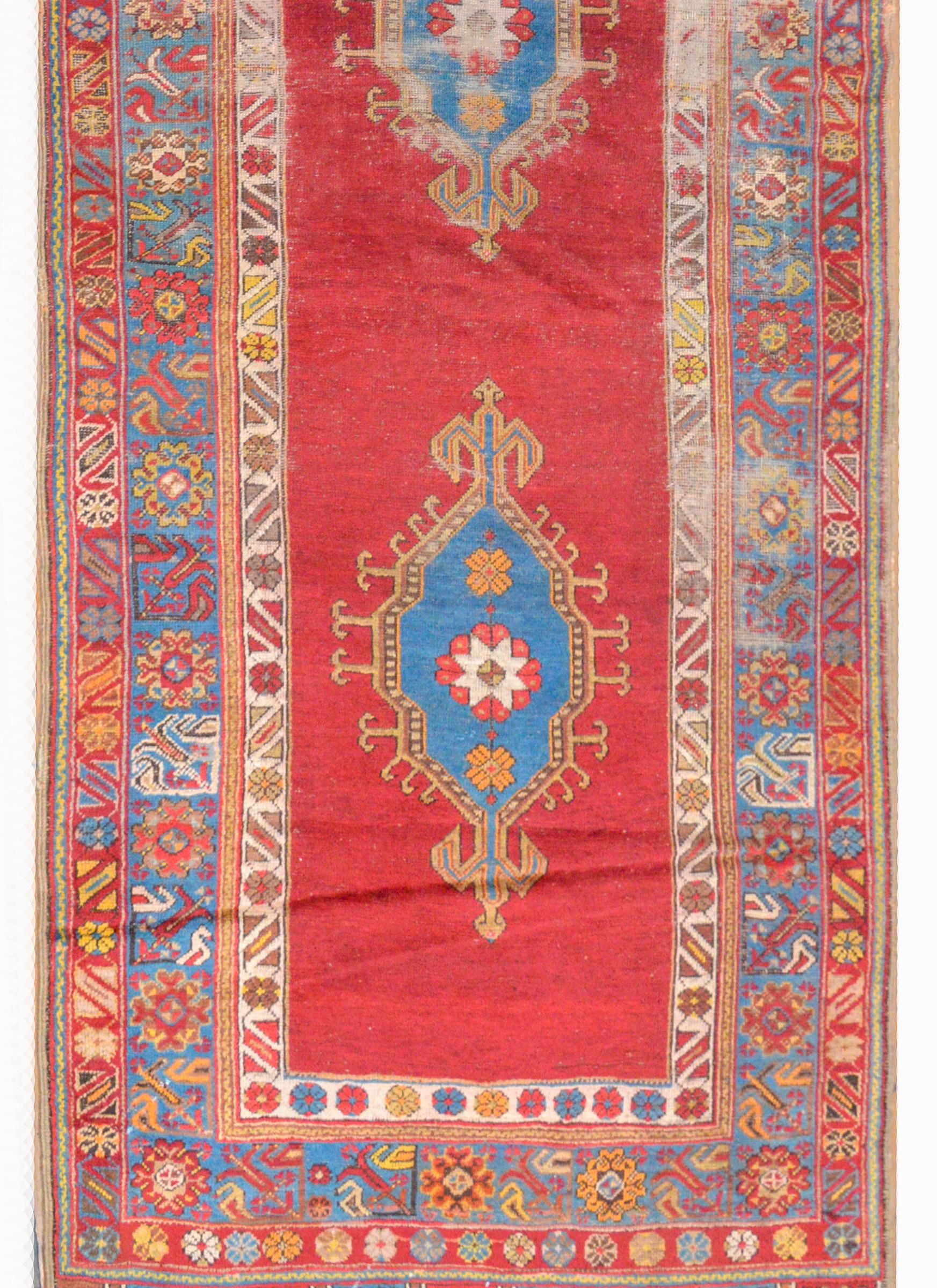 Vegetable Dyed Amazing Early 20th Century Konya Runner For Sale