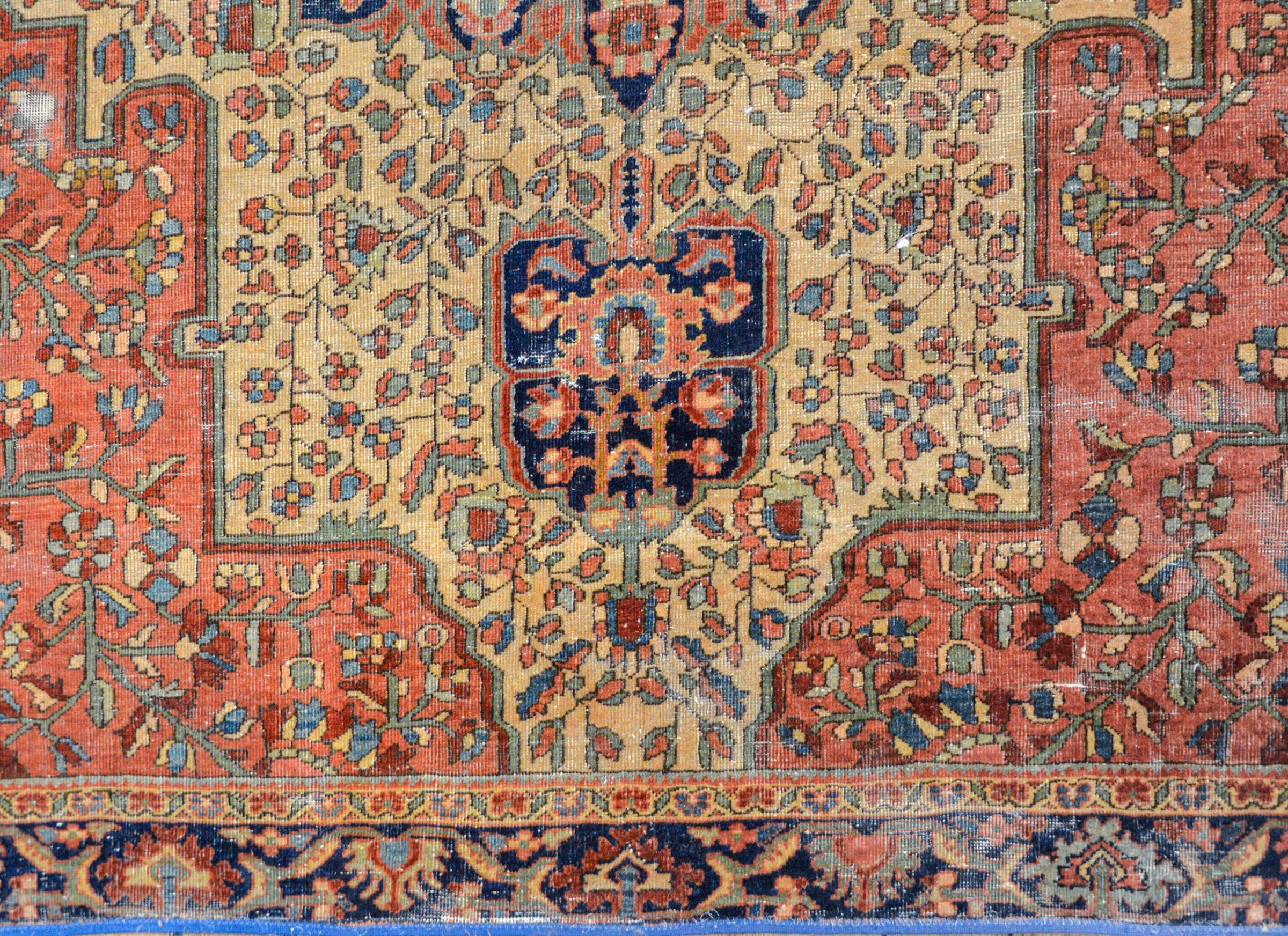 Wool Amazing Early 20th Century Sarouk Farahan Rug For Sale