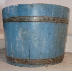 Amazing Early 20Thc Blue Painted Bucket
