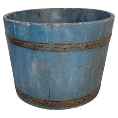 Amazing Early 20Thc Blue Painted Bucket