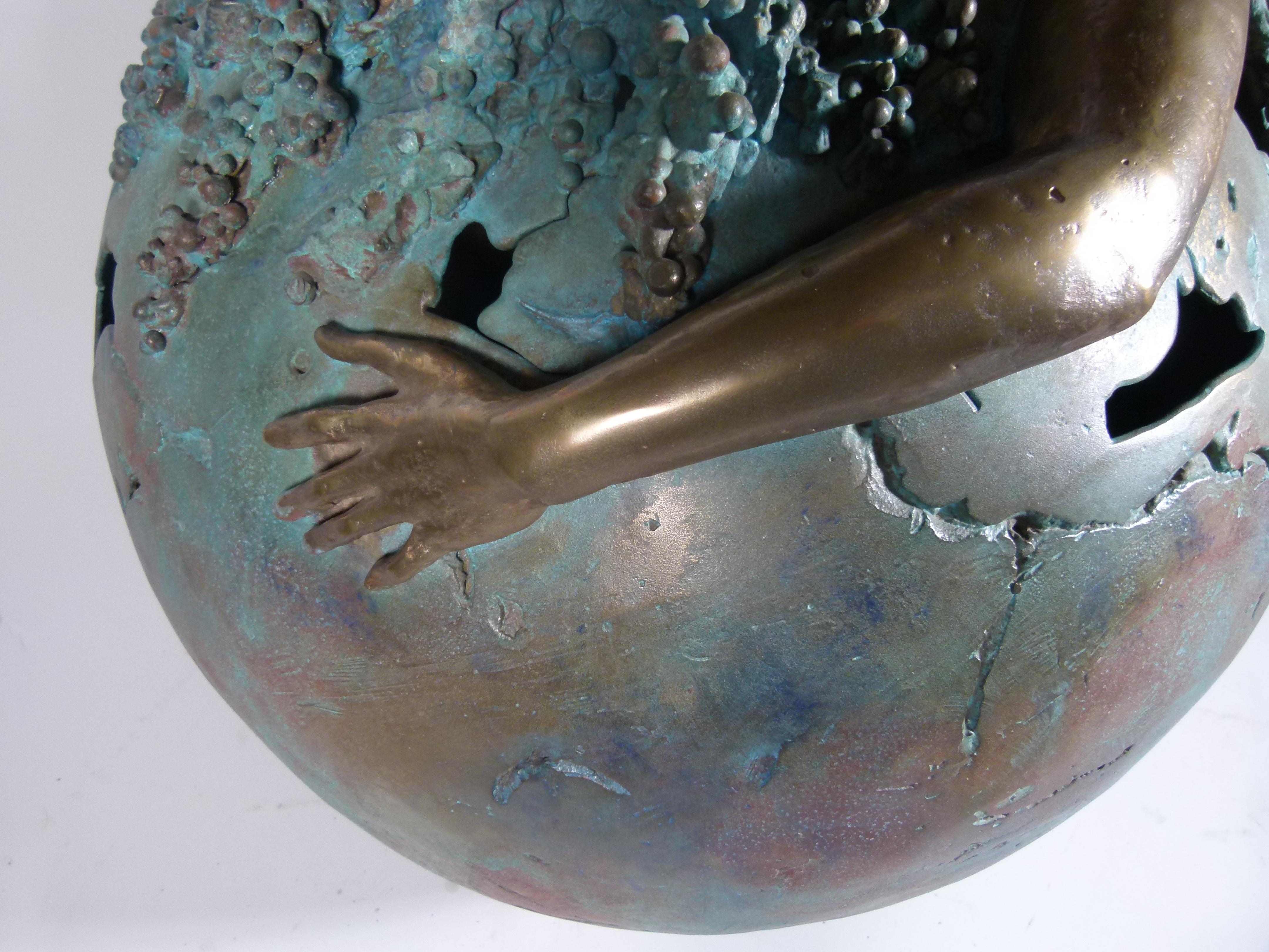 French Jean-Jaques Argueyrolles Bronze and Brass Earth Sculpture, France