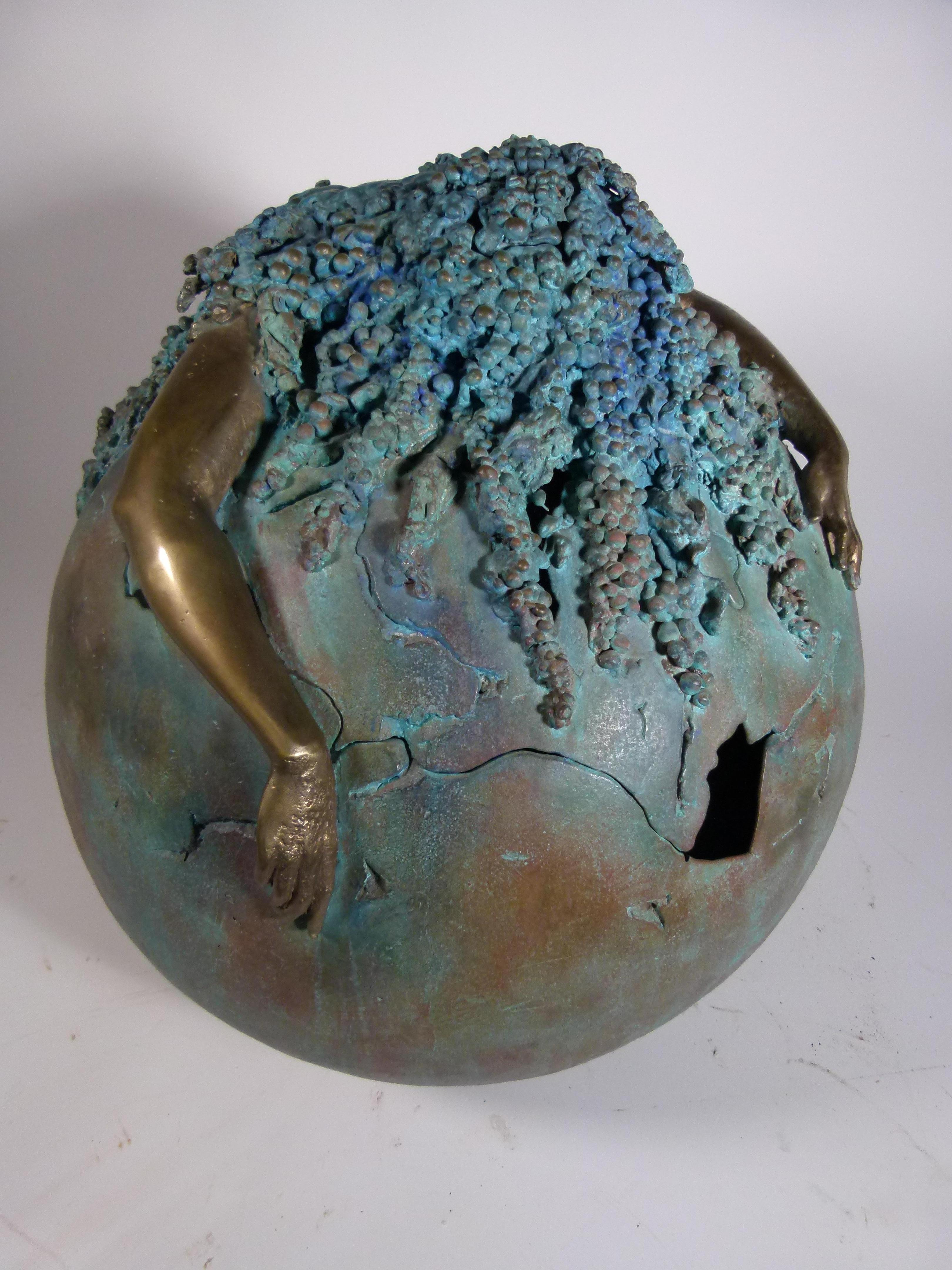 Jean-Jaques Argueyrolles Bronze and Brass Earth Sculpture, France 1