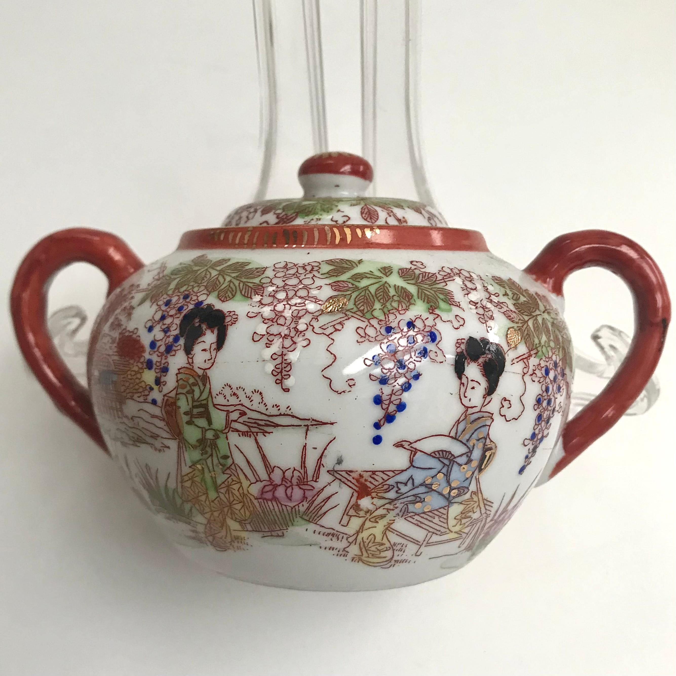 antique hand painted japanese tea set
