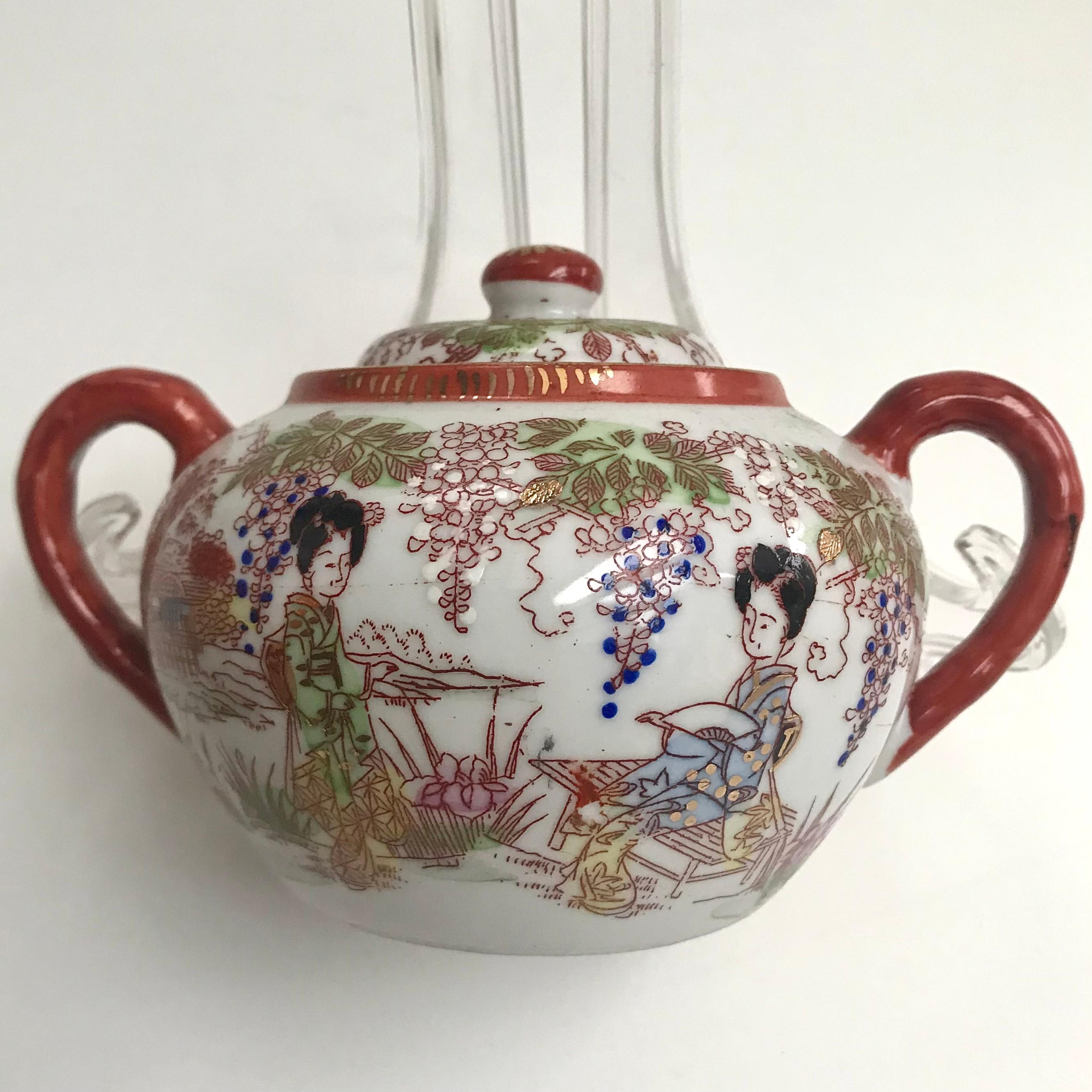 Außergewöhnliches Eierschalen-Porzellan-Couchtisch-Service mit Lithophane aus Japan, 1940er Jahre (Japanisch) im Angebot