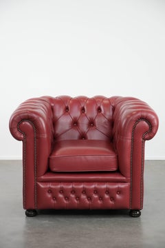 Erstaunlicher Chesterfield-Sessel aus englischem Rindsleder in einem atemberaubenden Rot