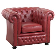 Erstaunlicher Chesterfield-Sessel aus englischem Rindsleder in einem atemberaubenden Rot