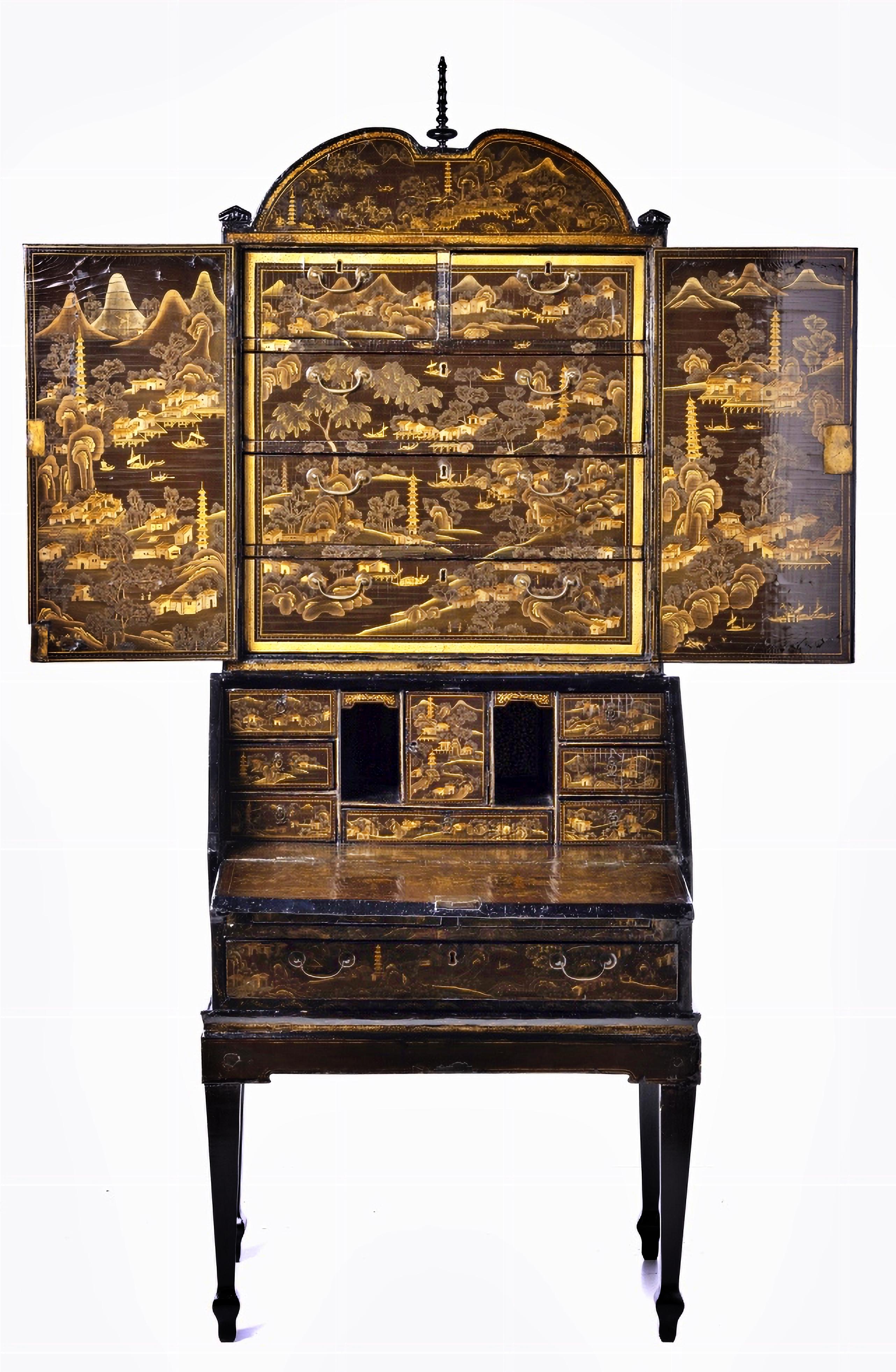 18th Century and Earlier AMAZING ENGLISH STATIONERY BIN WITH LIFTING 18th Century For Sale