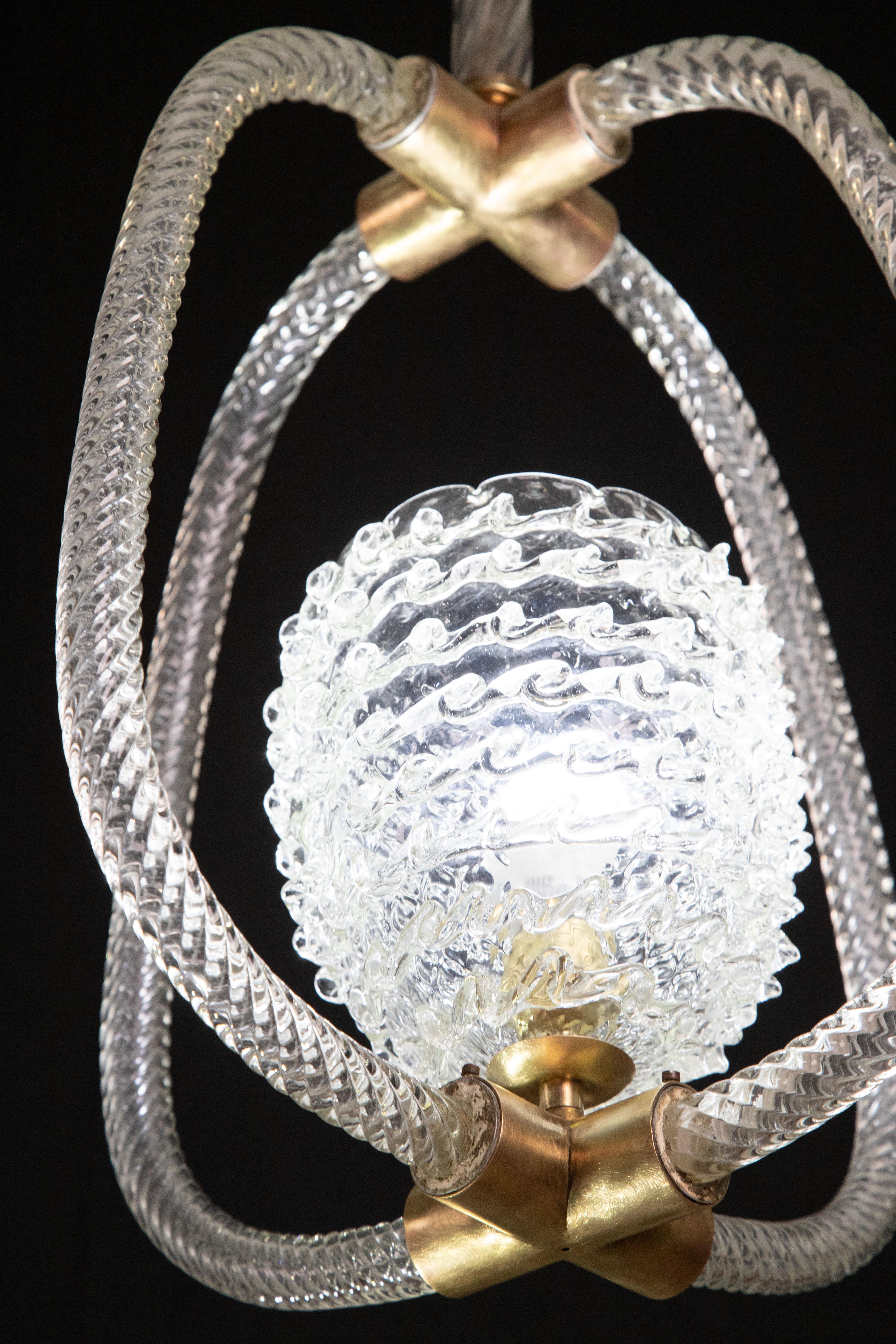 Amazing Ercole Barovier Art Deco Chandelier, 1940s In Good Condition For Sale In Roma, IT