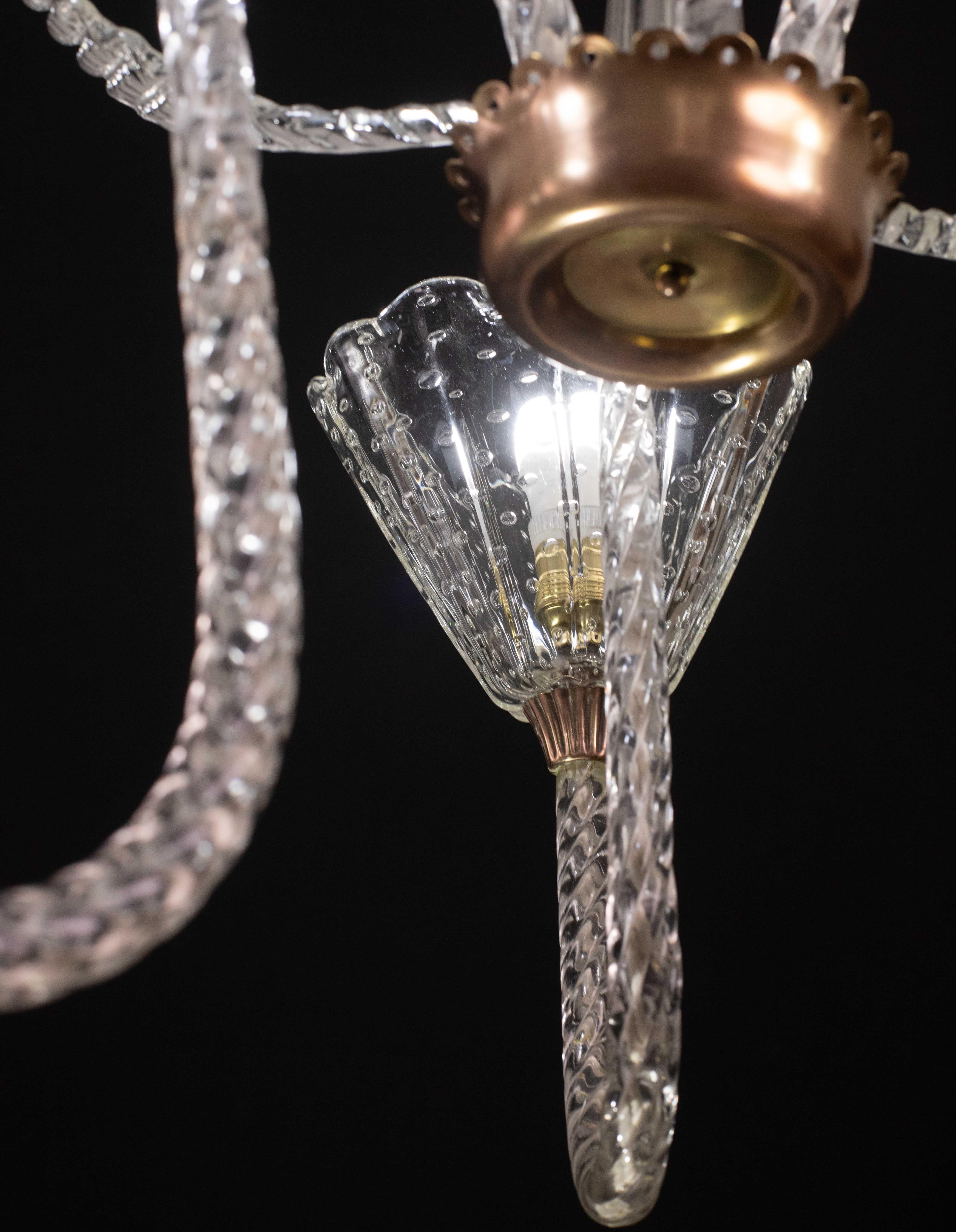 Incredibile lampadario Art Deco di Ercole Barovier, vetro di Murano 