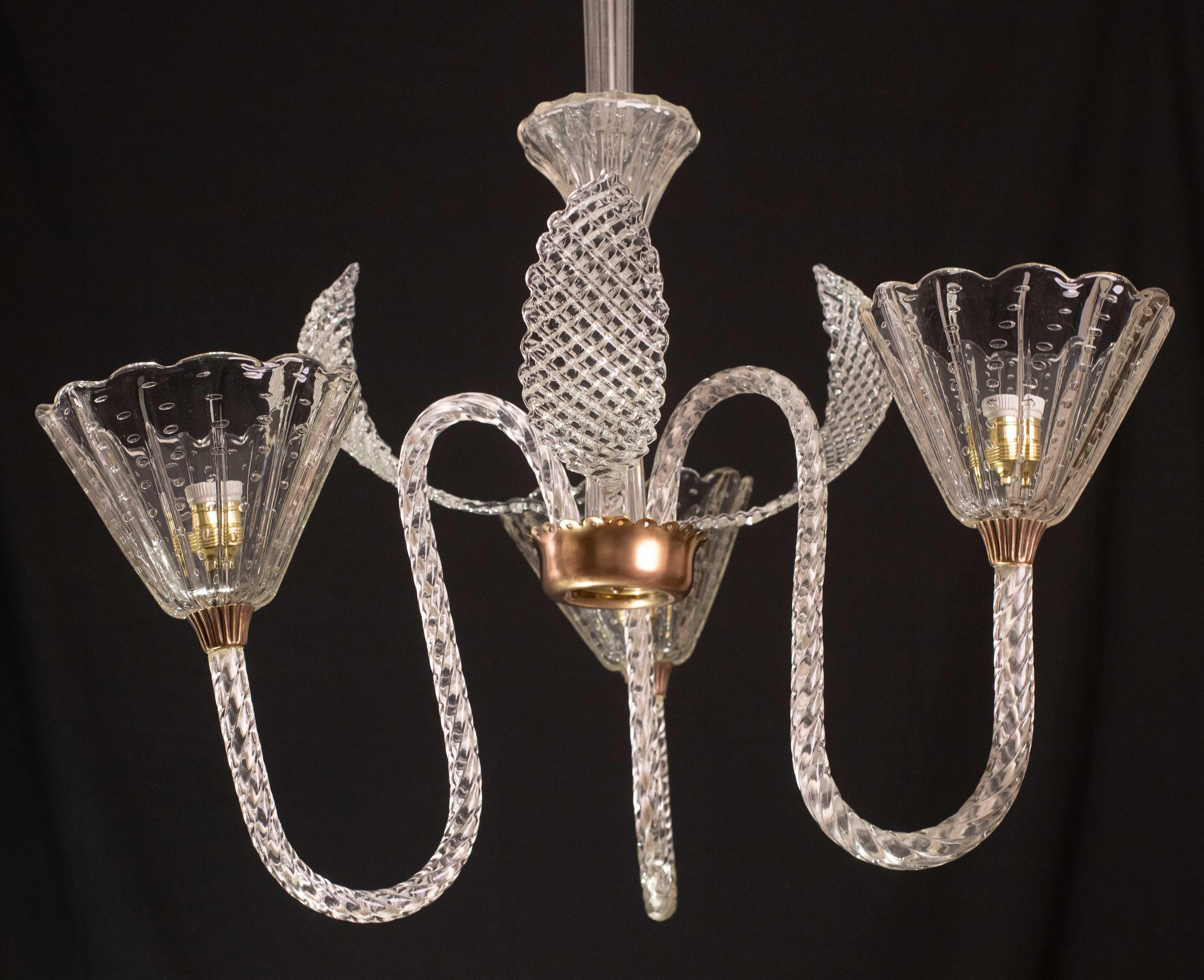 Incredibile lampadario Art Deco di Ercole Barovier, vetro di Murano 