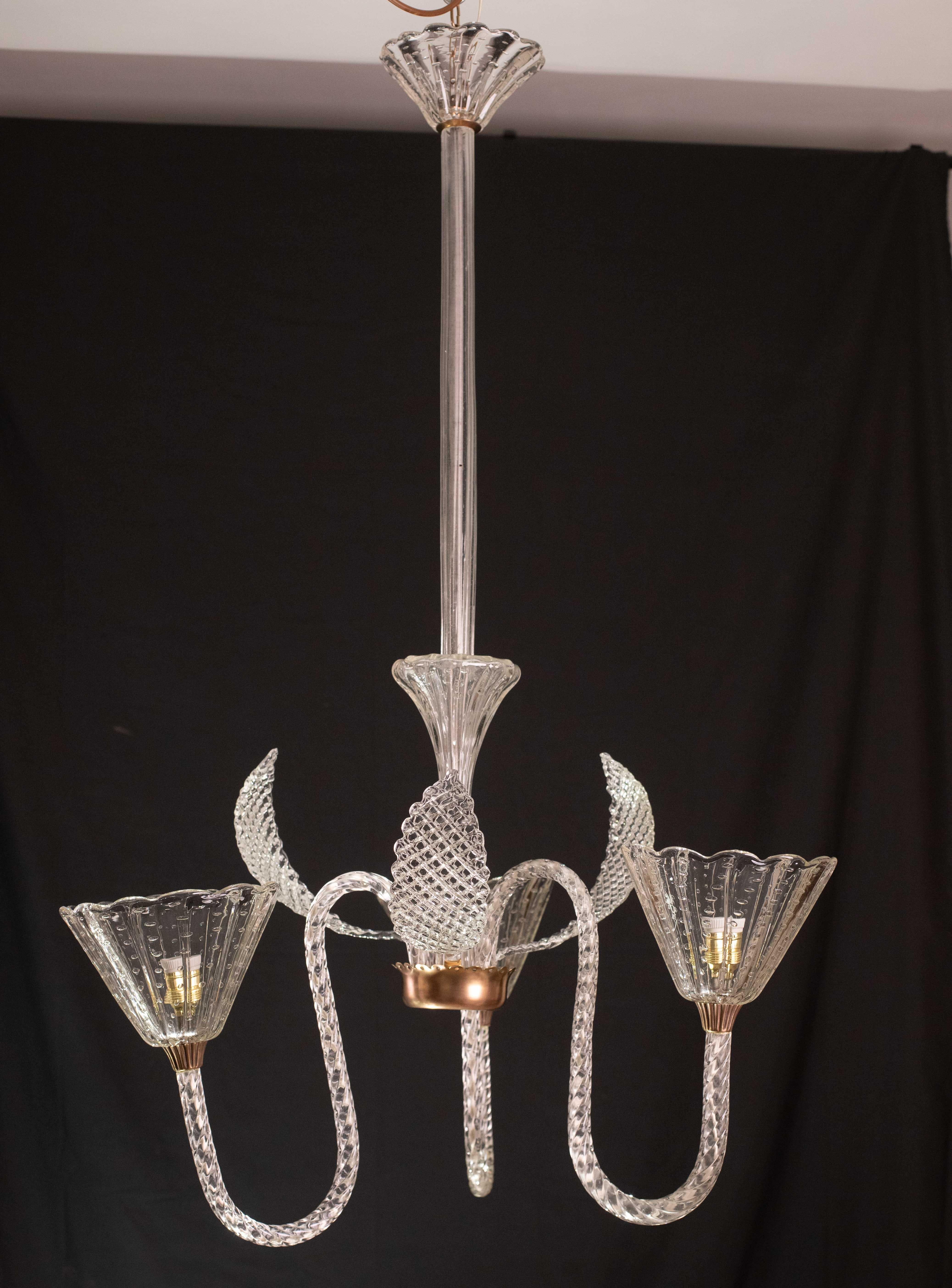 Europeo Incredibile lampadario Art Deco di Ercole Barovier, vetro di Murano 